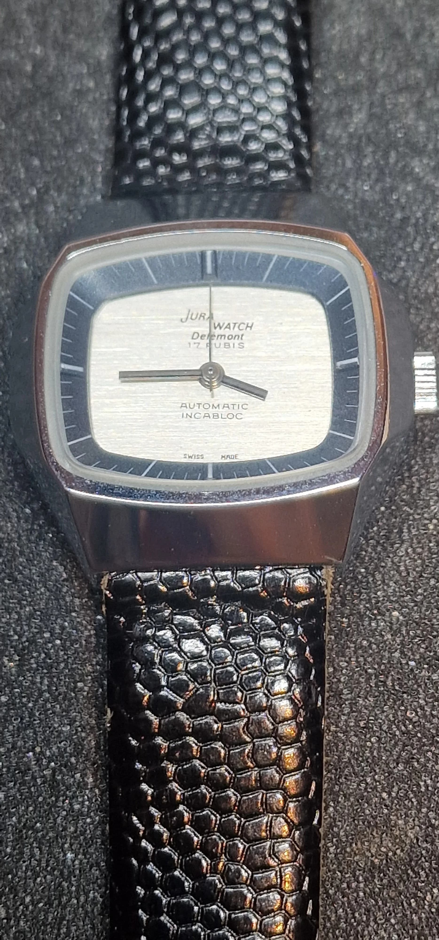 🕰️ JURA Watch Delémont – Swiss Made Automatic with Incabloc, 30x31mm, Steel Case