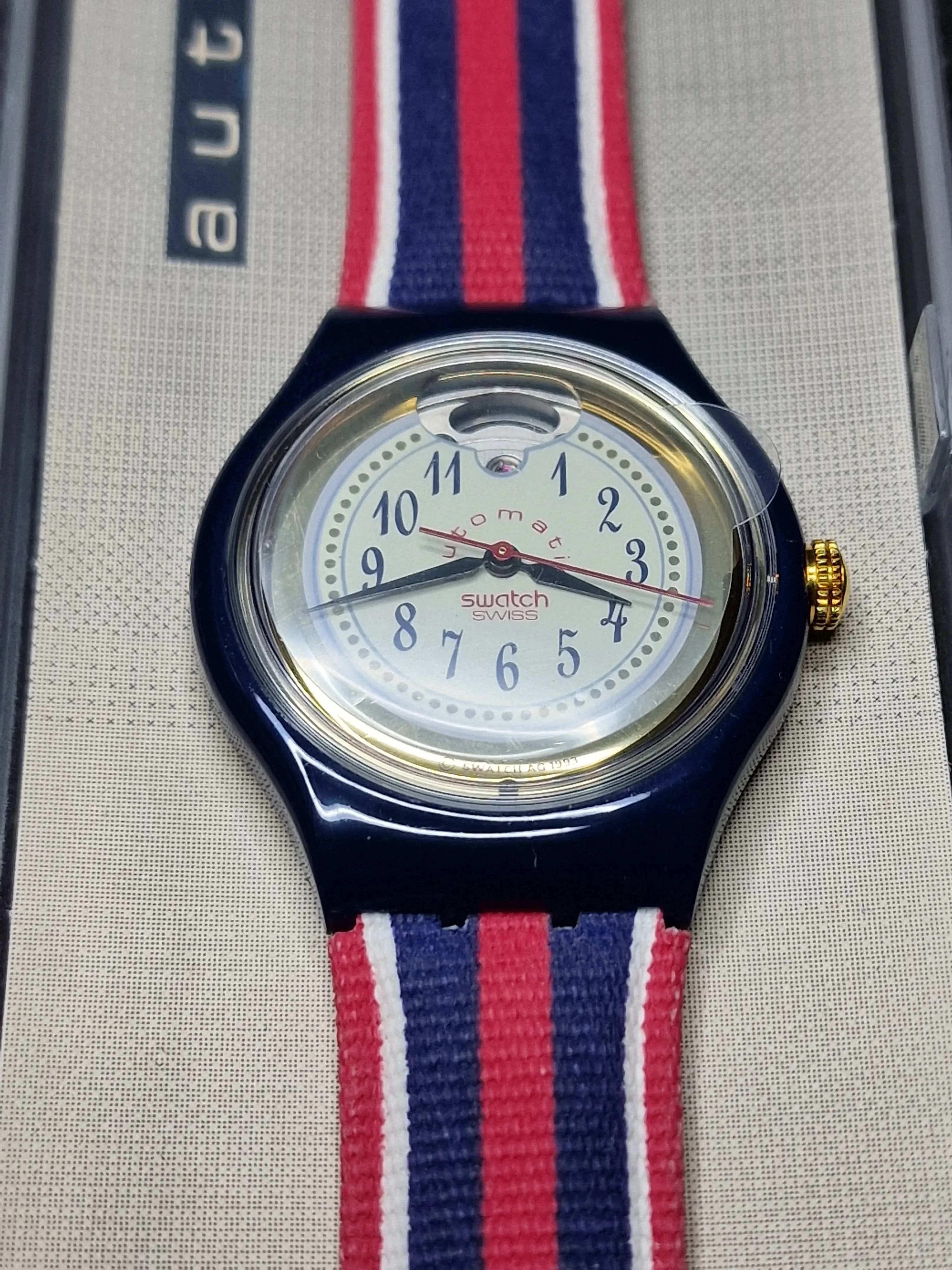 Swatch Automatic SAN105 "Time & Stripes" – 1994 🇺🇸⏱