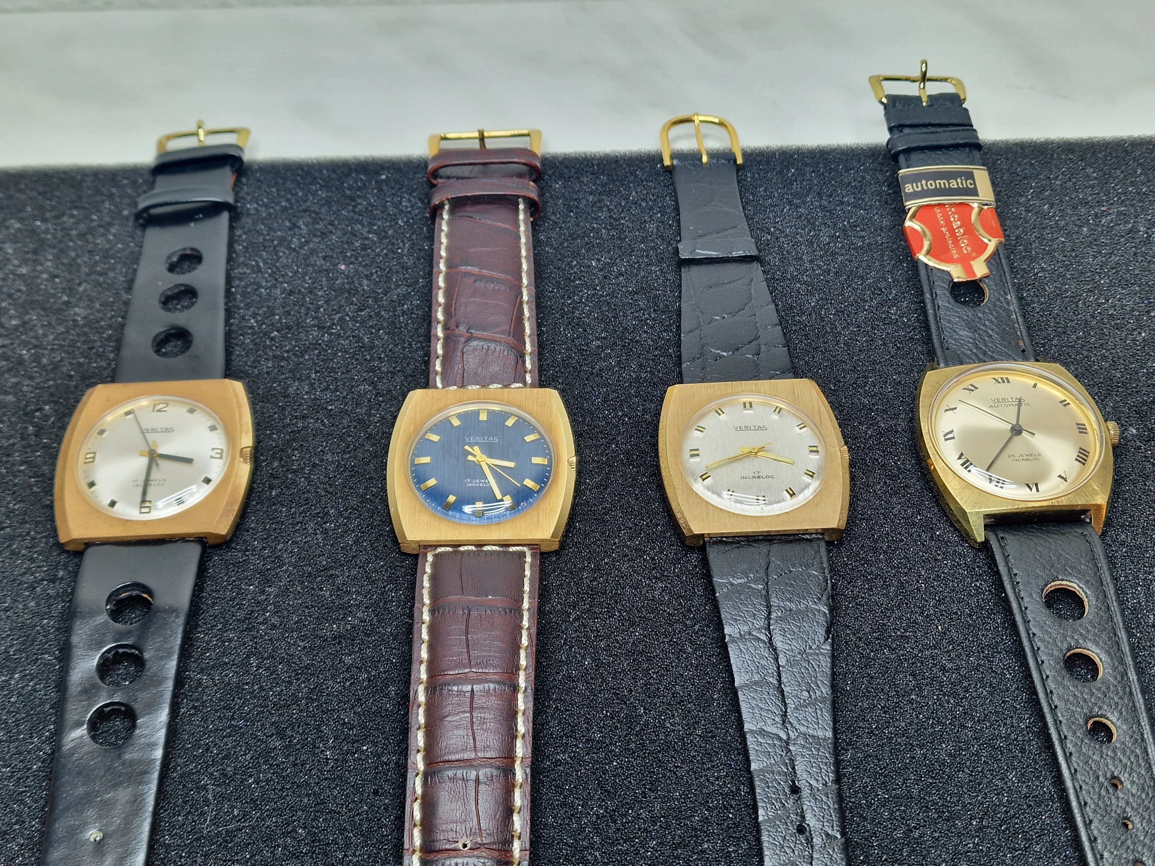High-Quality NOS Vintage Watches – VERITAS – 4-Piece Set – 60s/70s – 1x Automatic + 3x Hand-Wound