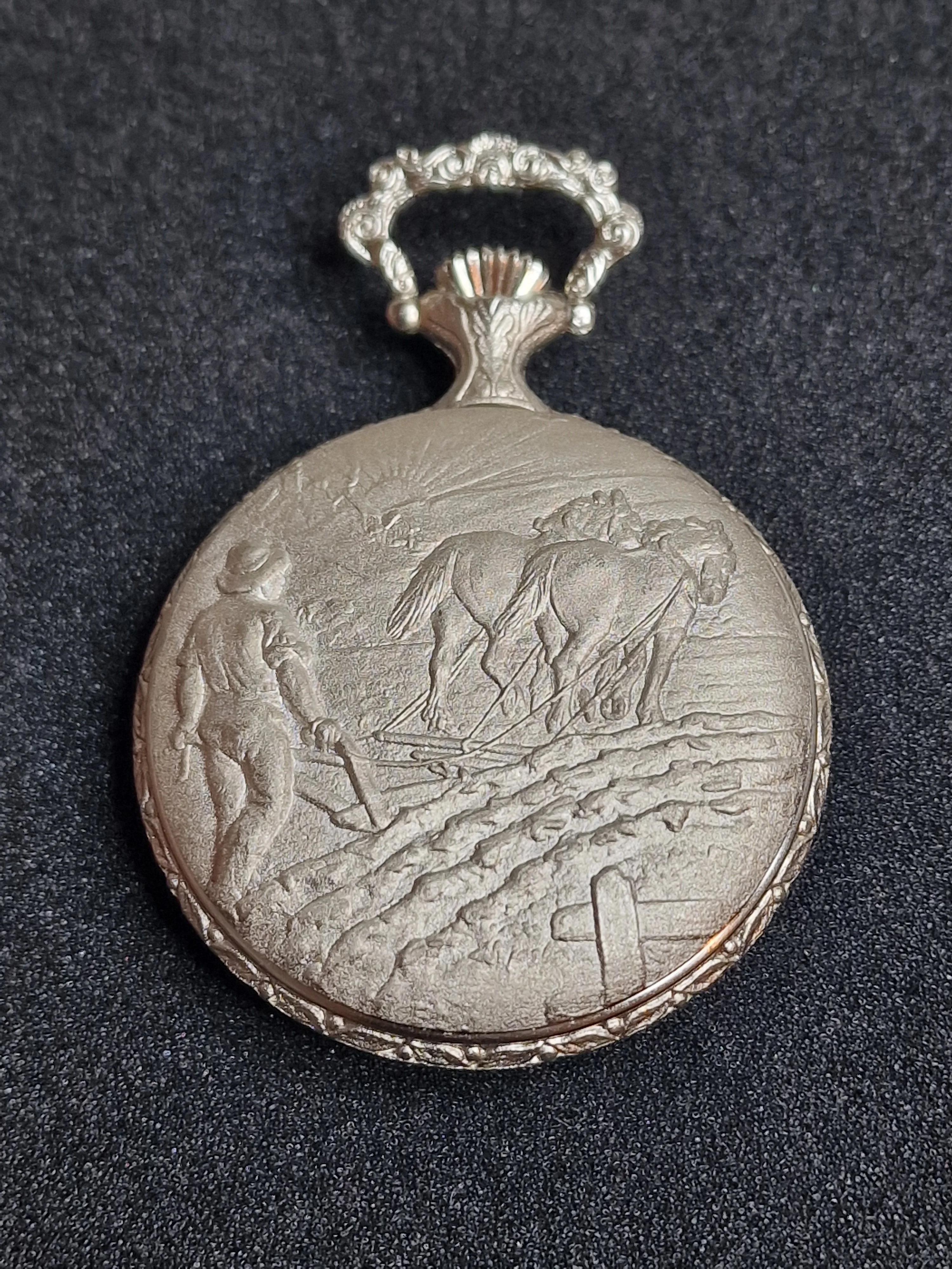 ⏳ Large Swiss Farmer’s Pocket Watch – F.H.B. – Hand-Wound – 50mm – NOS – 1970s 5