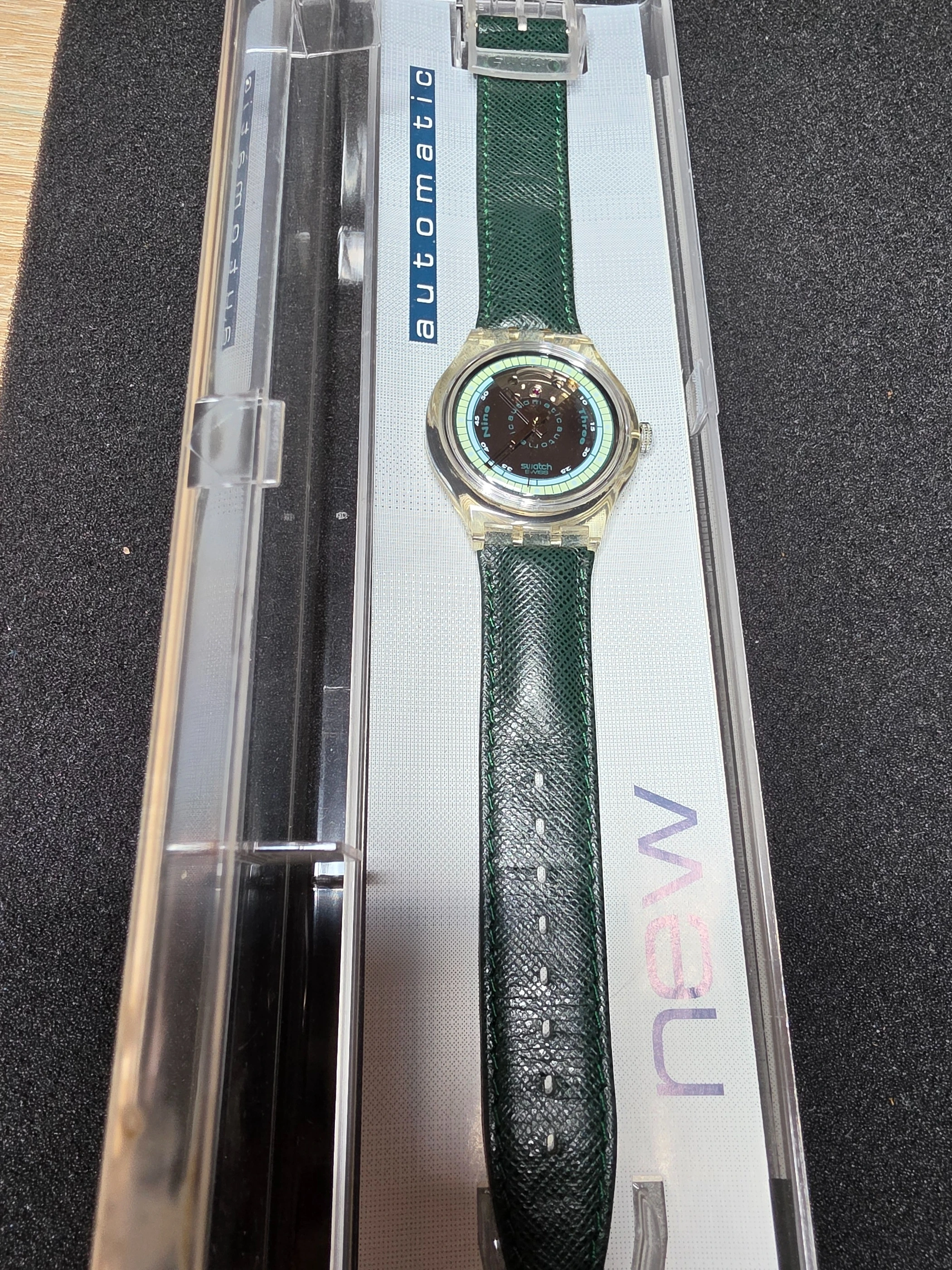 Swatch Automatic SAK100 – 1991 – NOS – Transparent Case – view 2