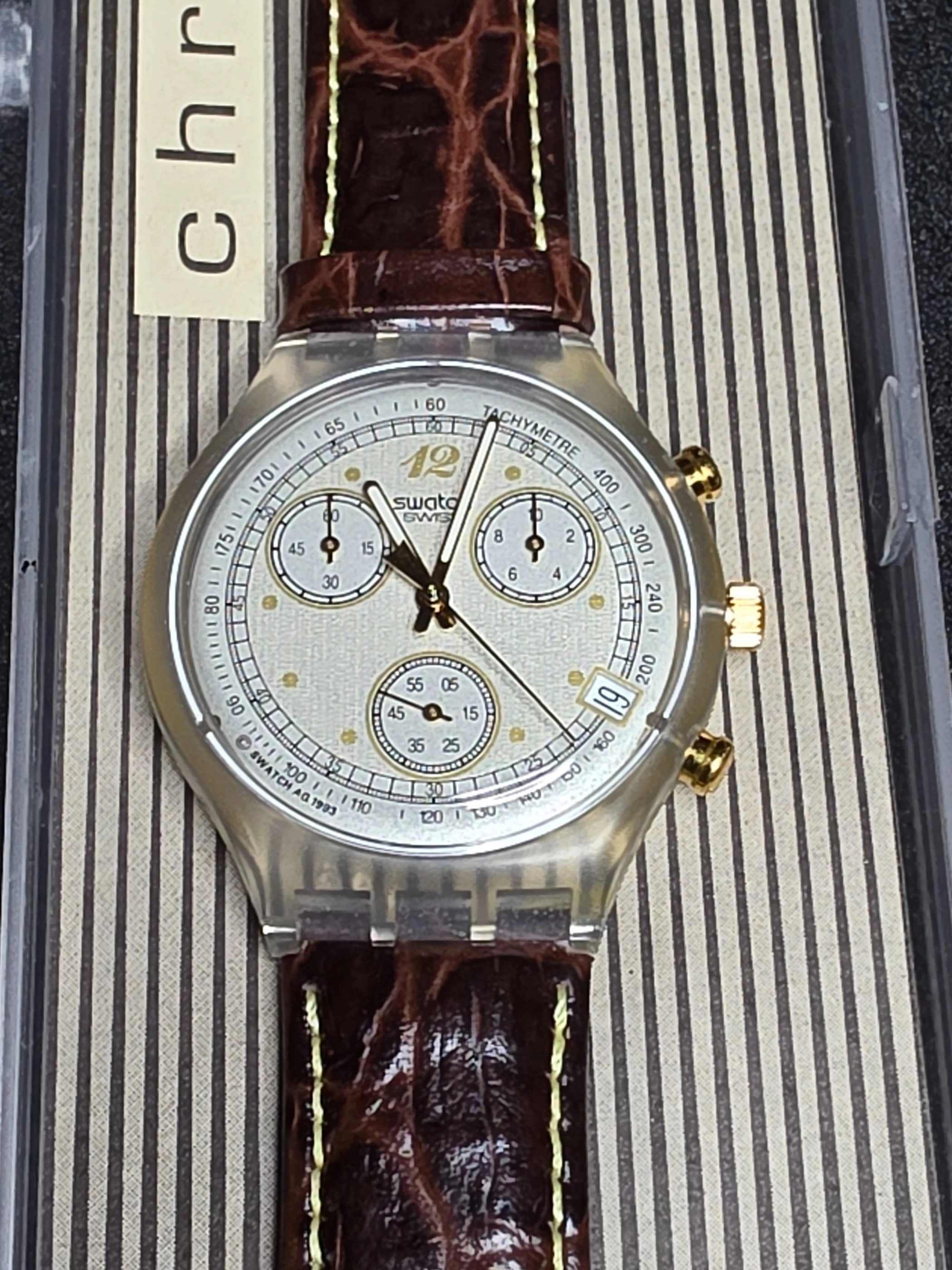 Swatch Chrono Crocante SCK401 – 1994 – NOS – Beige Dial
