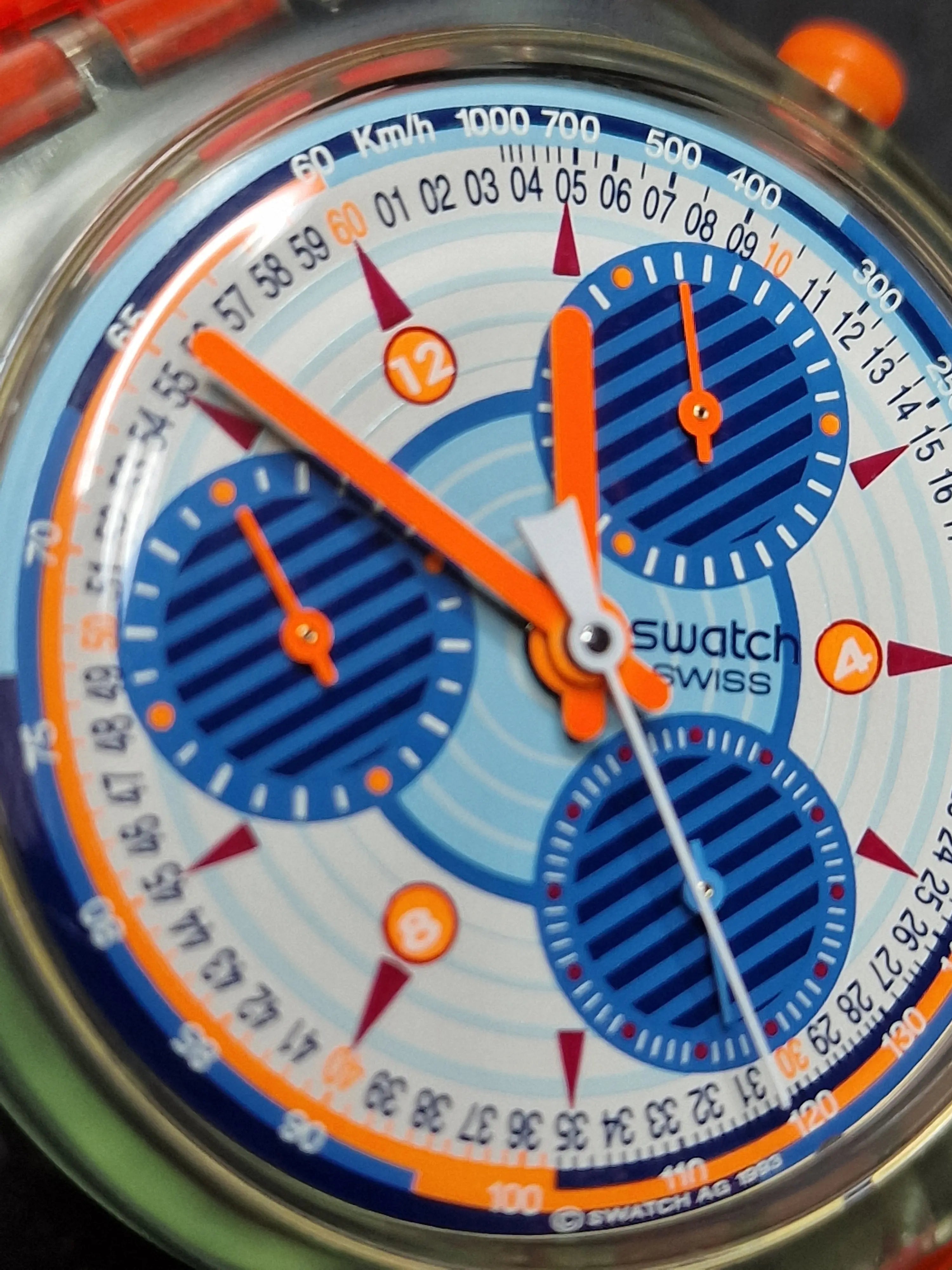 Swatch Chrono Flex SCG102 “Inspyral” (1994) – Rare with Original Fluorescent Strap! 10