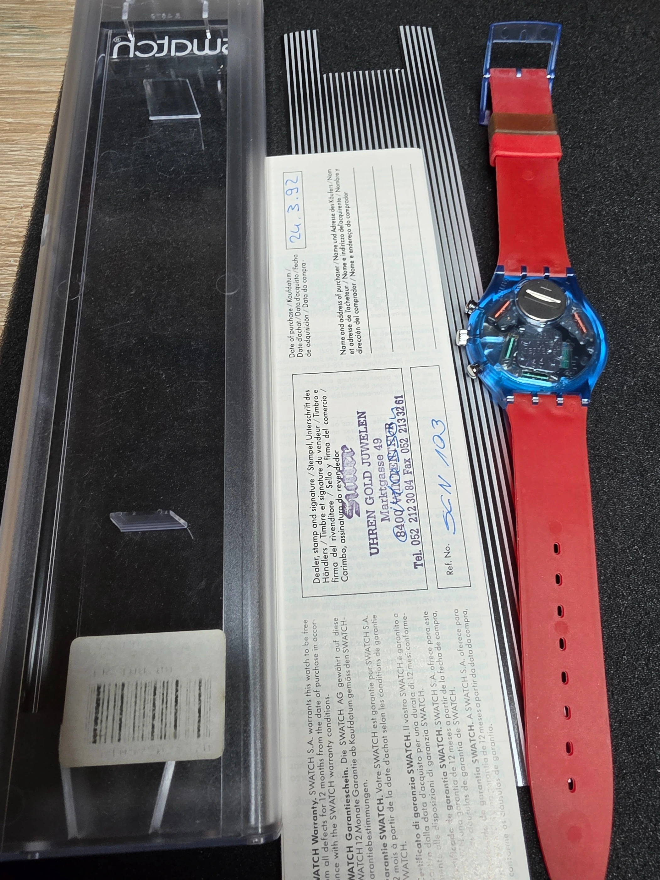 Swatch Chrono JFK SCN103 – 1992 – NOS – Red Strap – view 4