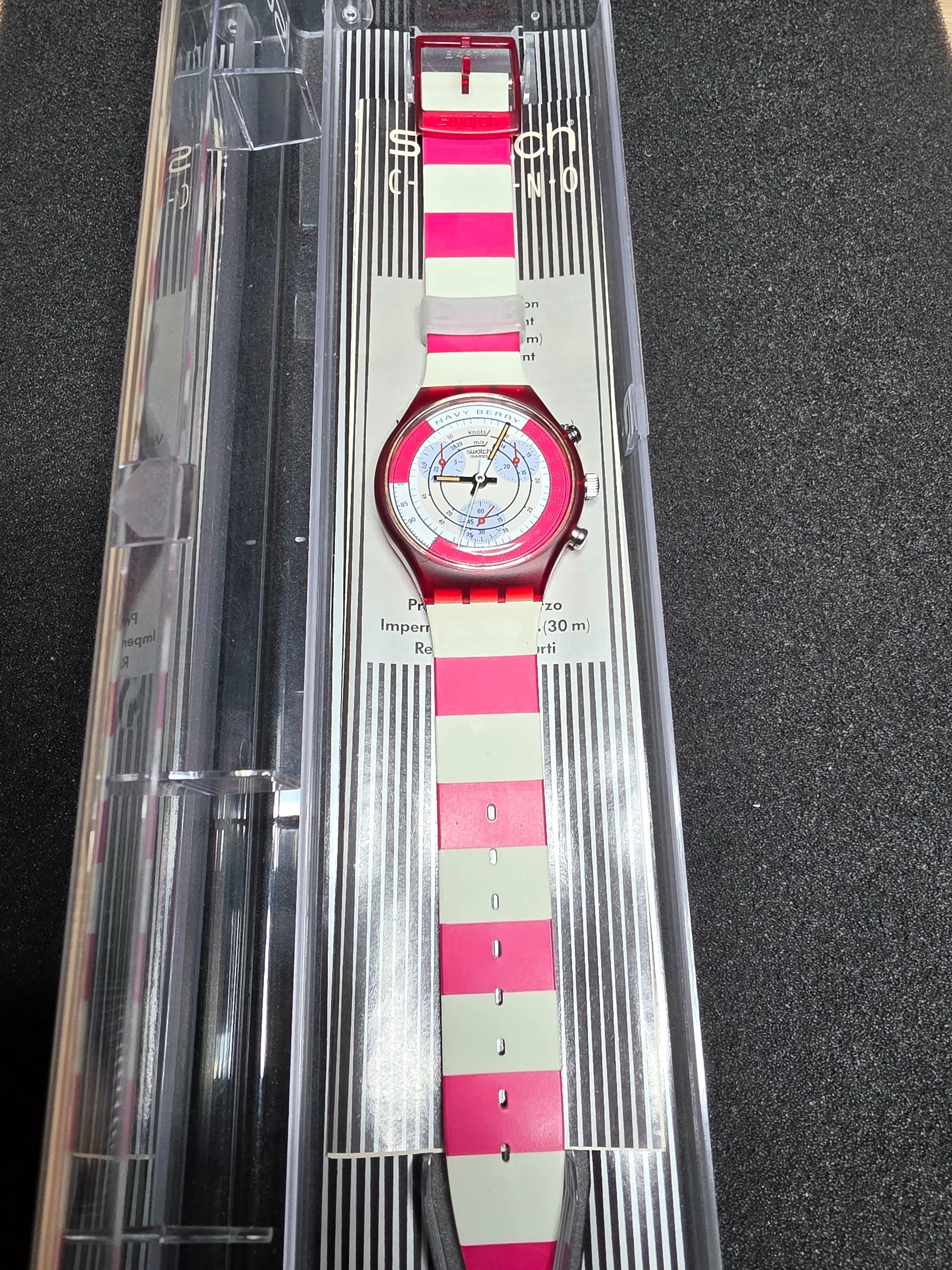 Swatch Chrono Navy Berry SCR100 – 1991 – NOS – Red Case – view 2