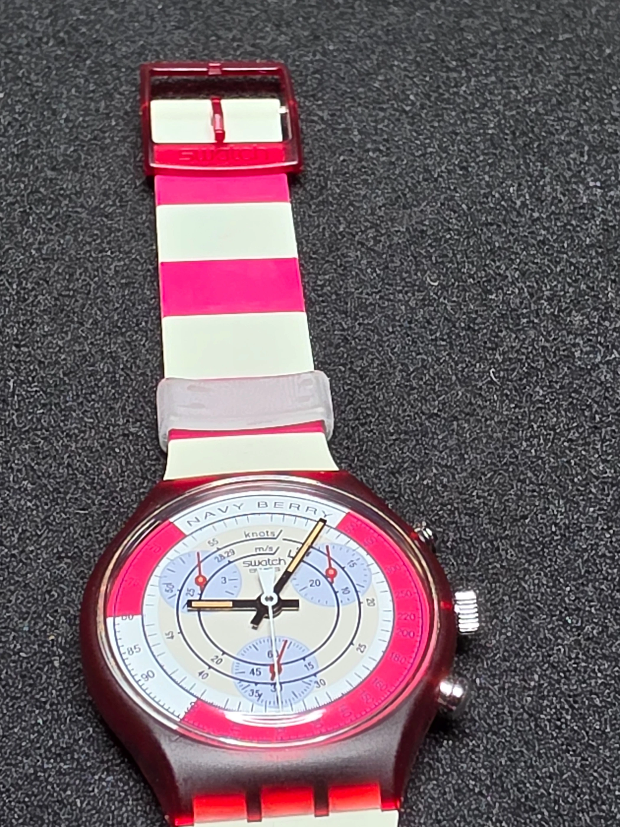 Swatch Chrono Navy Berry SCR100 – 1991 – NOS – Red Case – view 9