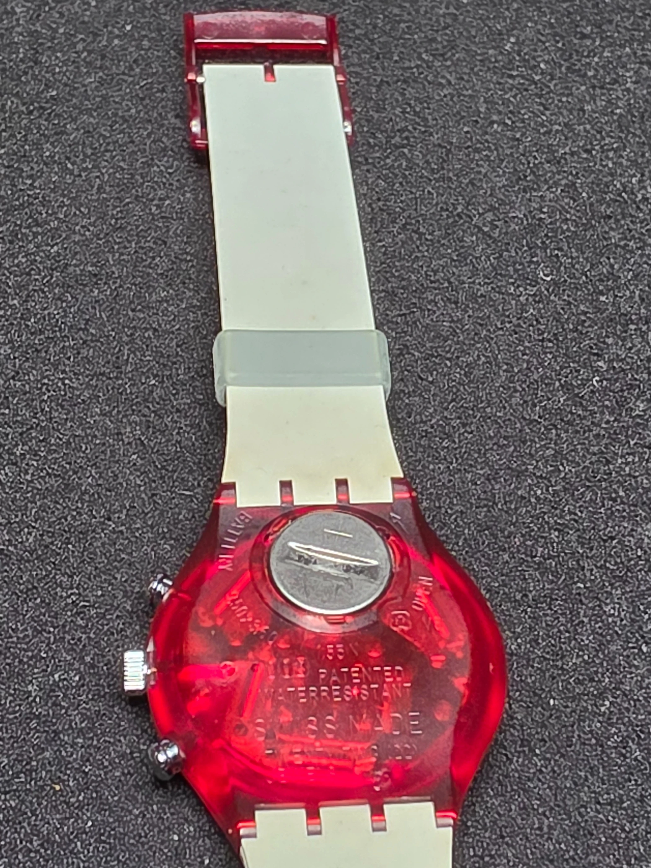 Swatch Chrono Navy Berry SCR100 – 1991 – NOS – Red Case – view 11