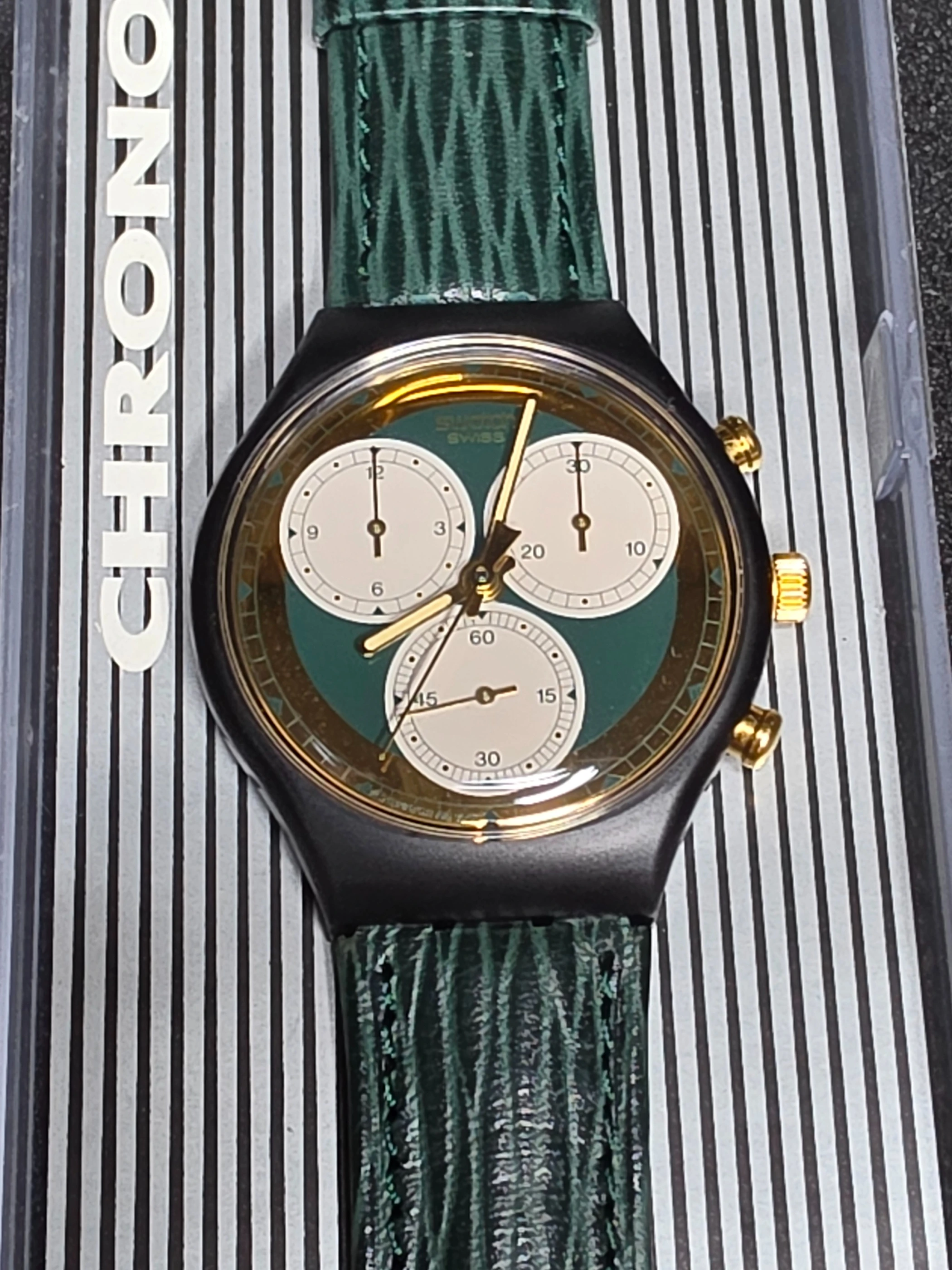 Swatch Chrono Rollerball SCB107 – 1991 – NOS – Green Dial
