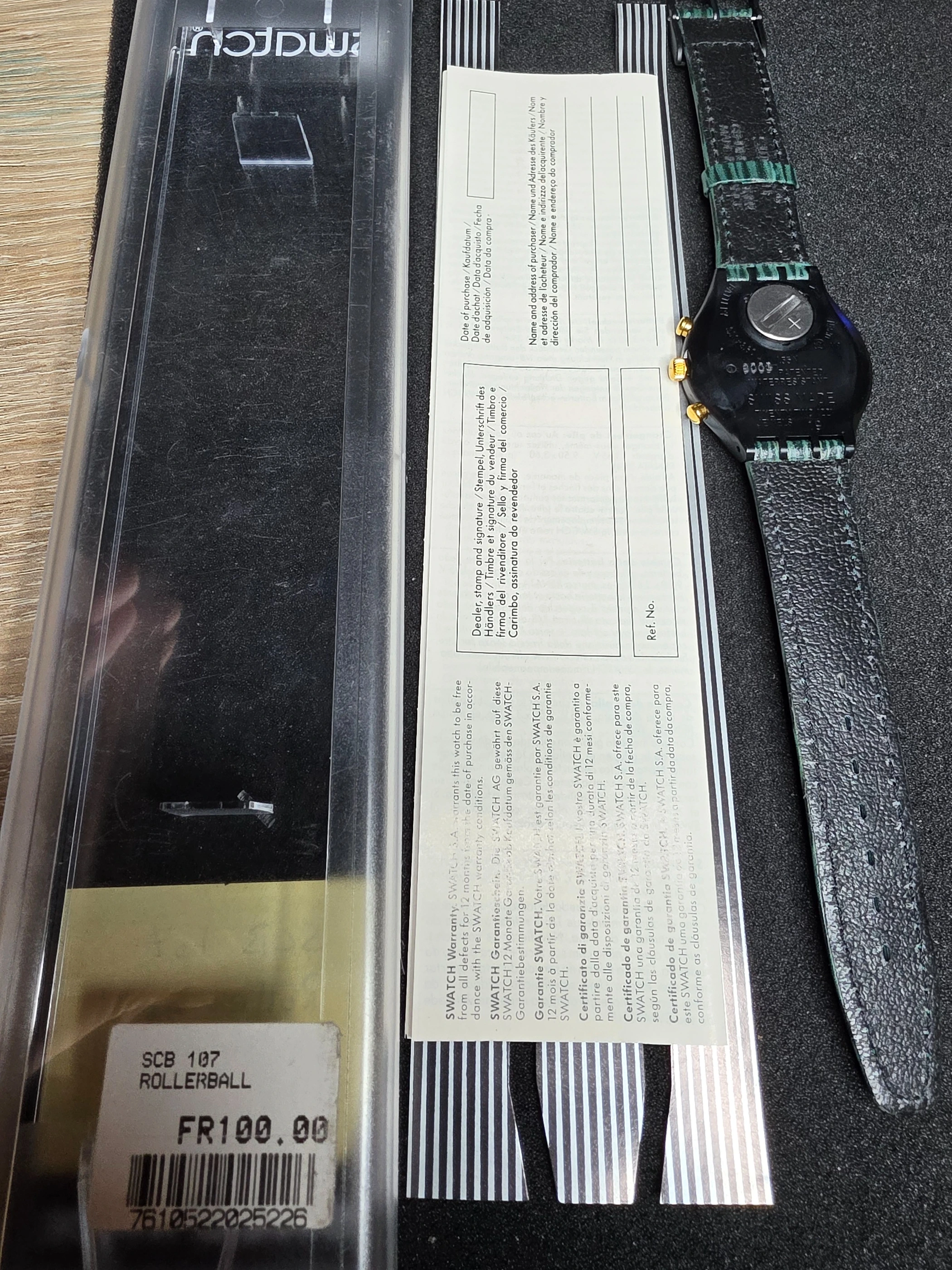 Swatch Chrono Rollerball SCB107 – 1991 – NOS – Green Dial – view 3