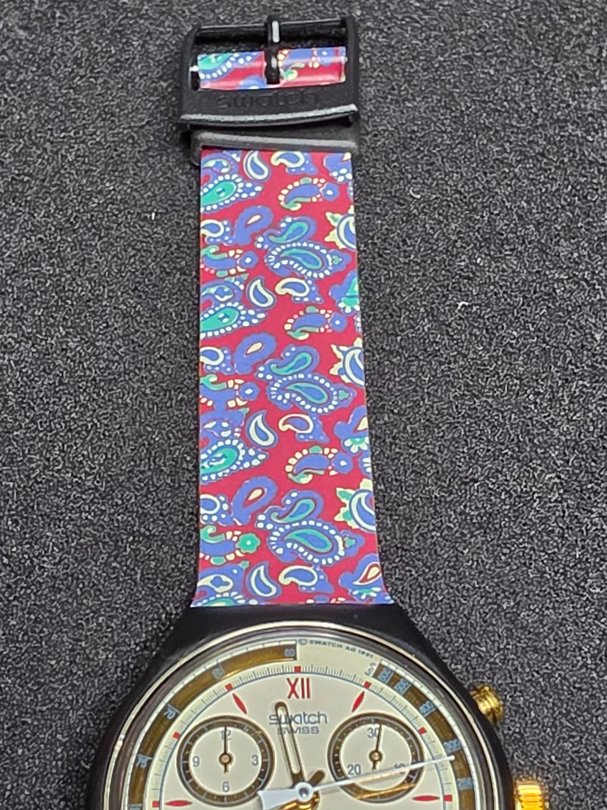 Swatch Chrono SCB108 – 1991 – NOS – Paisley Strap – view 9