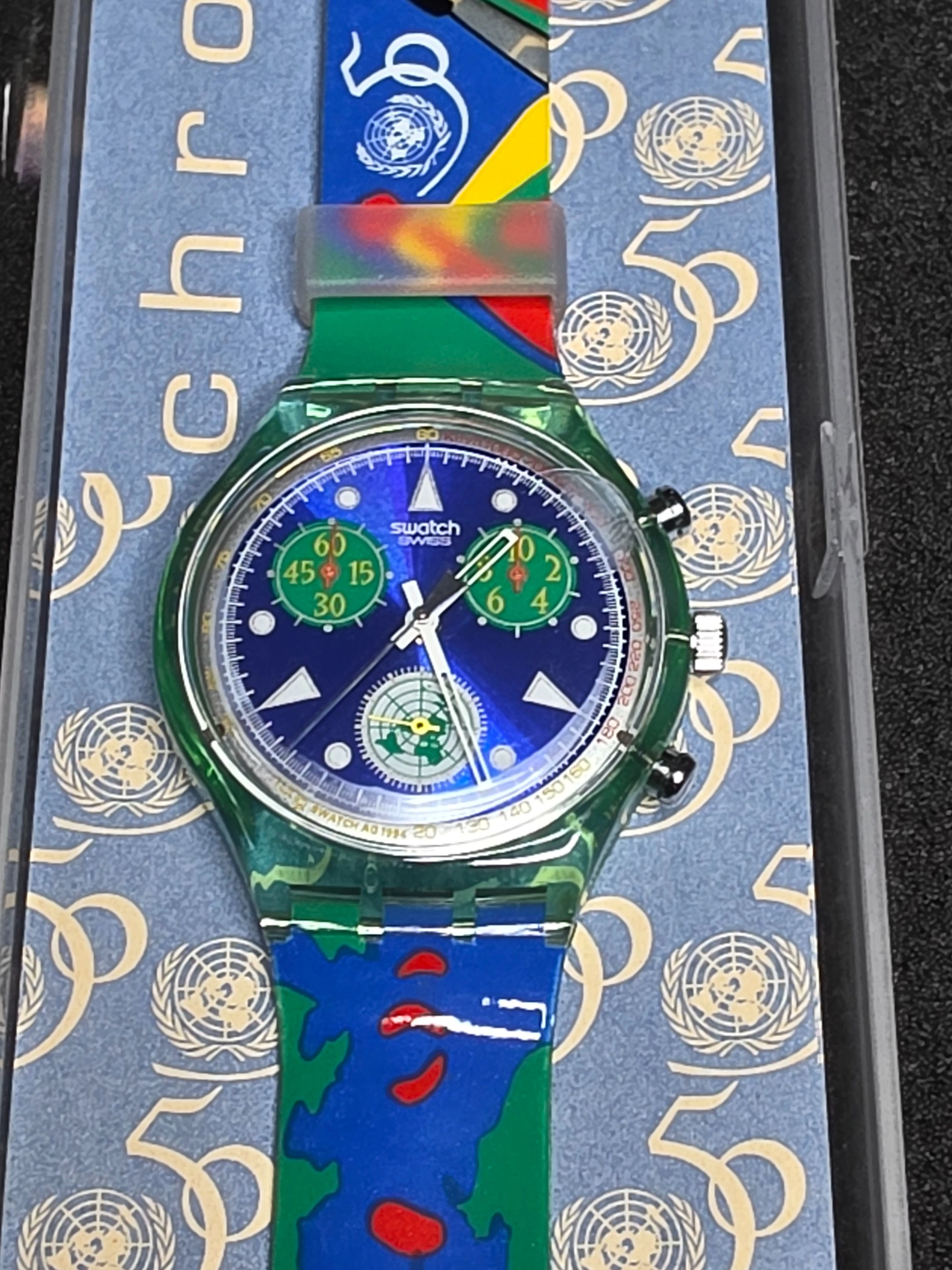 Swatch Chrono SCZ103 – 1994 – NOS – United Nations 50th