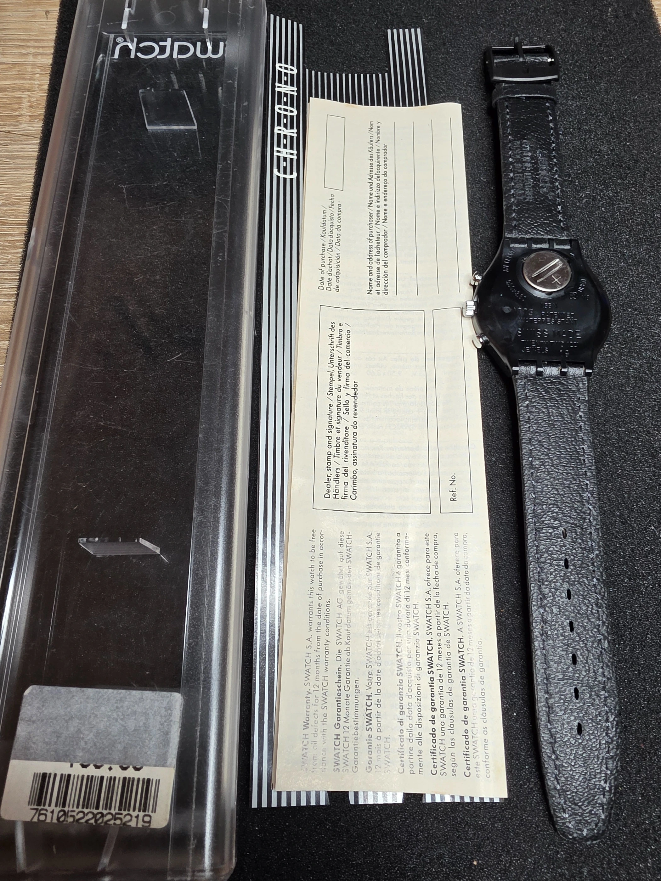Swatch Chrono Wall Street SCB106 – 1991 – NOS – Black Dial – view 4