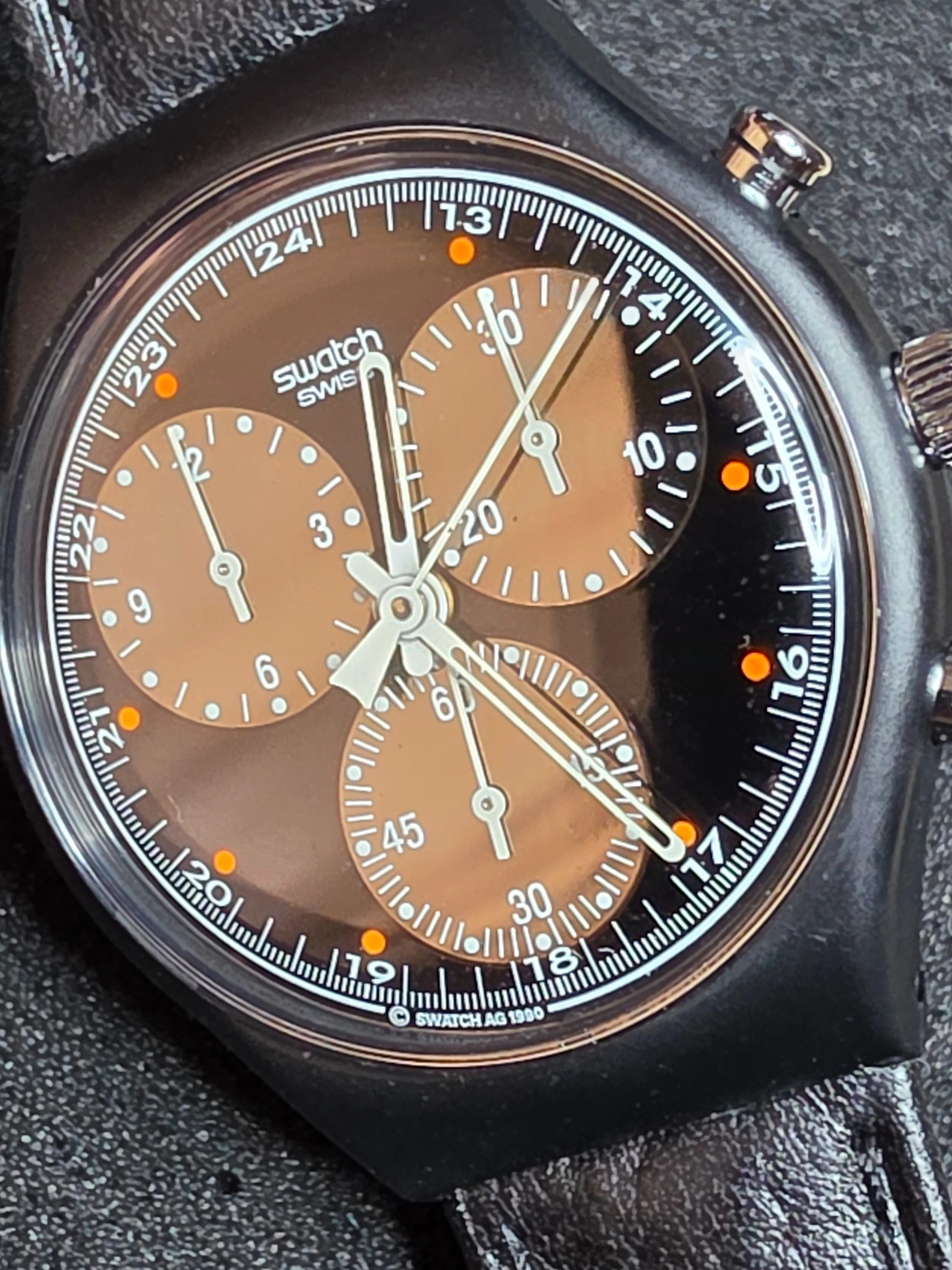 Swatch Chrono Wall Street SCB106 – 1991 – NOS – Black Dial – view 5