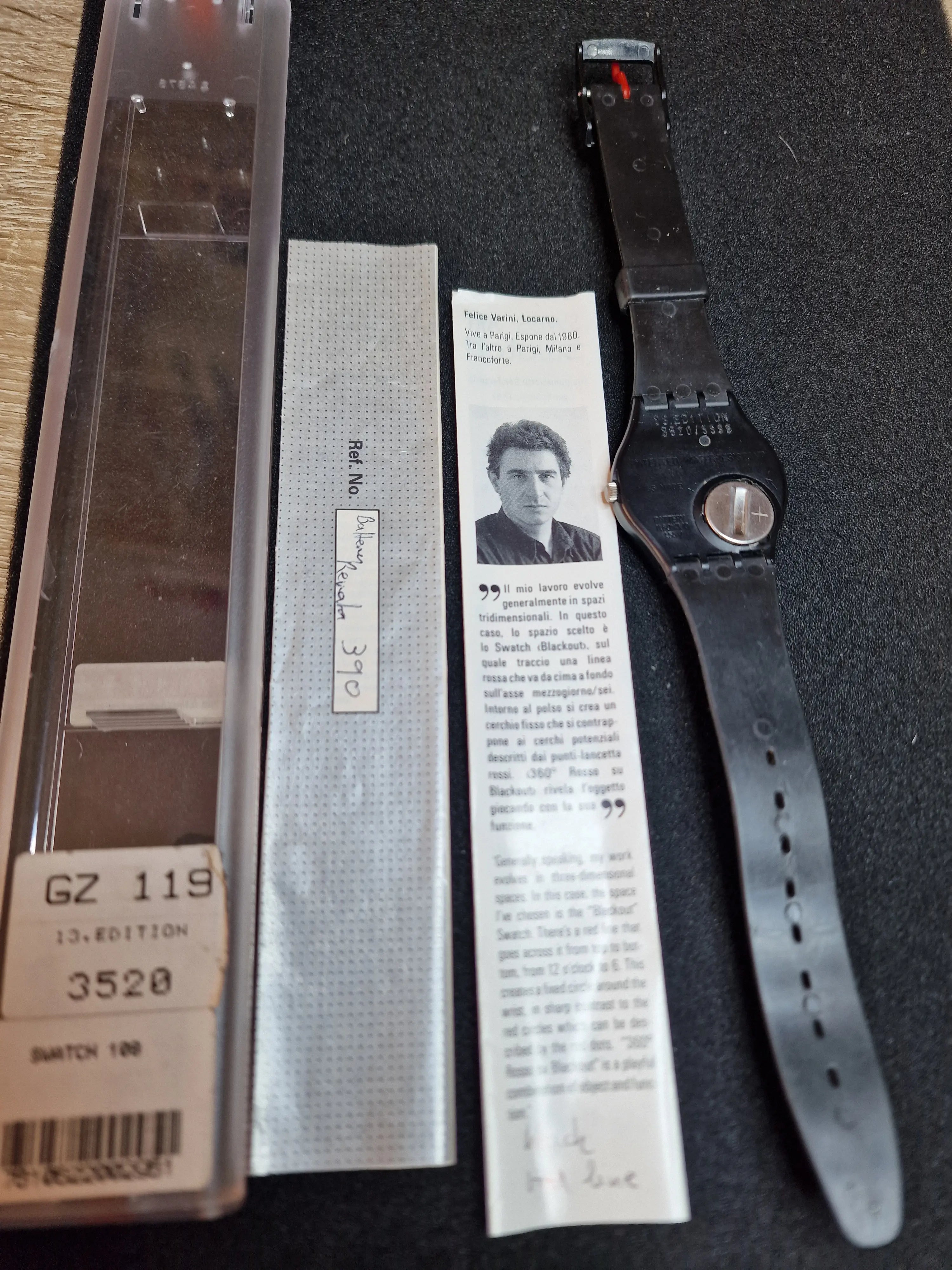 Swatch GZ119 – Rouge sur Blackout – Heinz Julen – Limited Art Edition 3