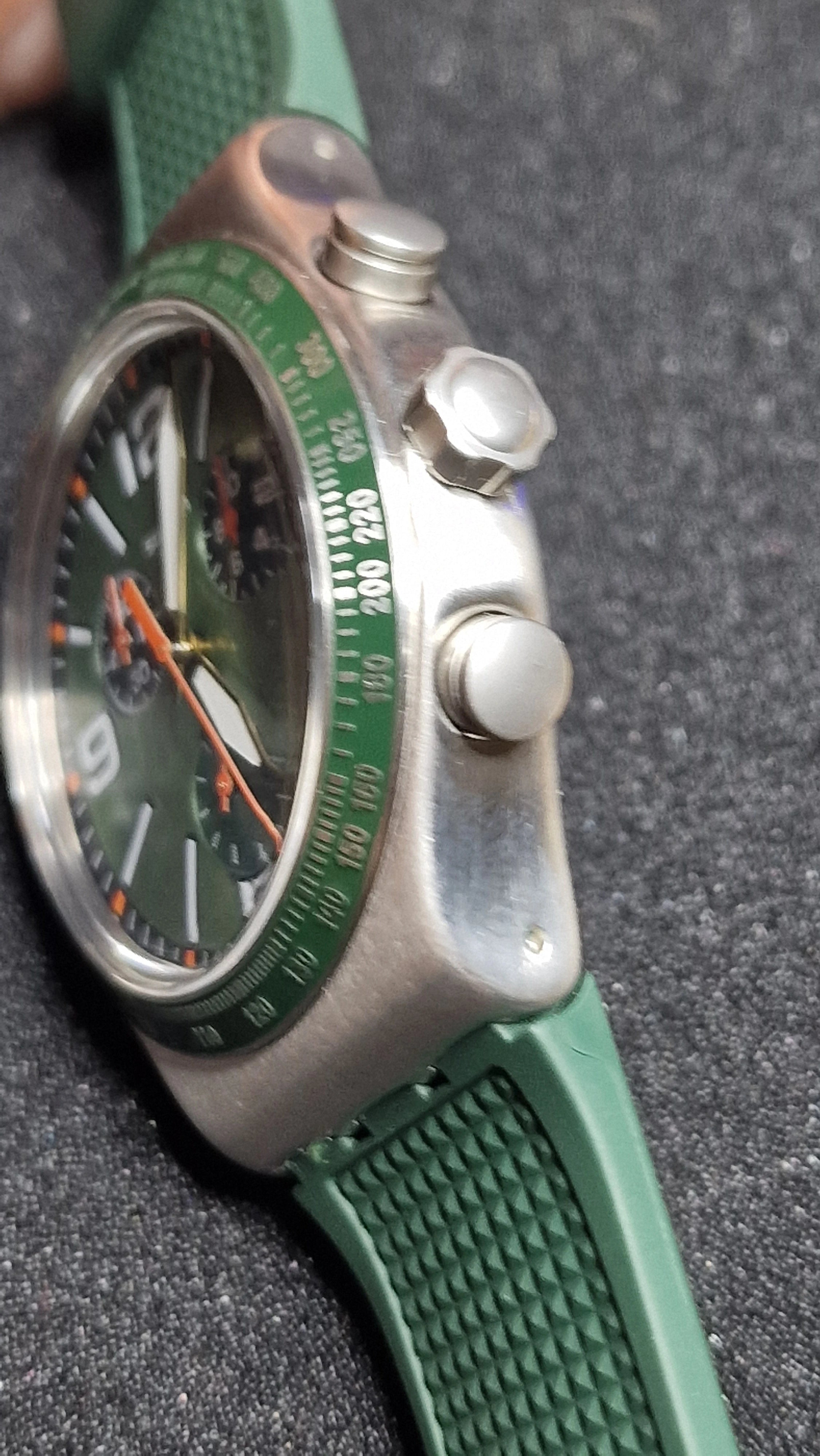 Swatch Irony Chrono YVS462 “Forest Grid” (AG2019) – Green/Orange – Swiss Made - 5