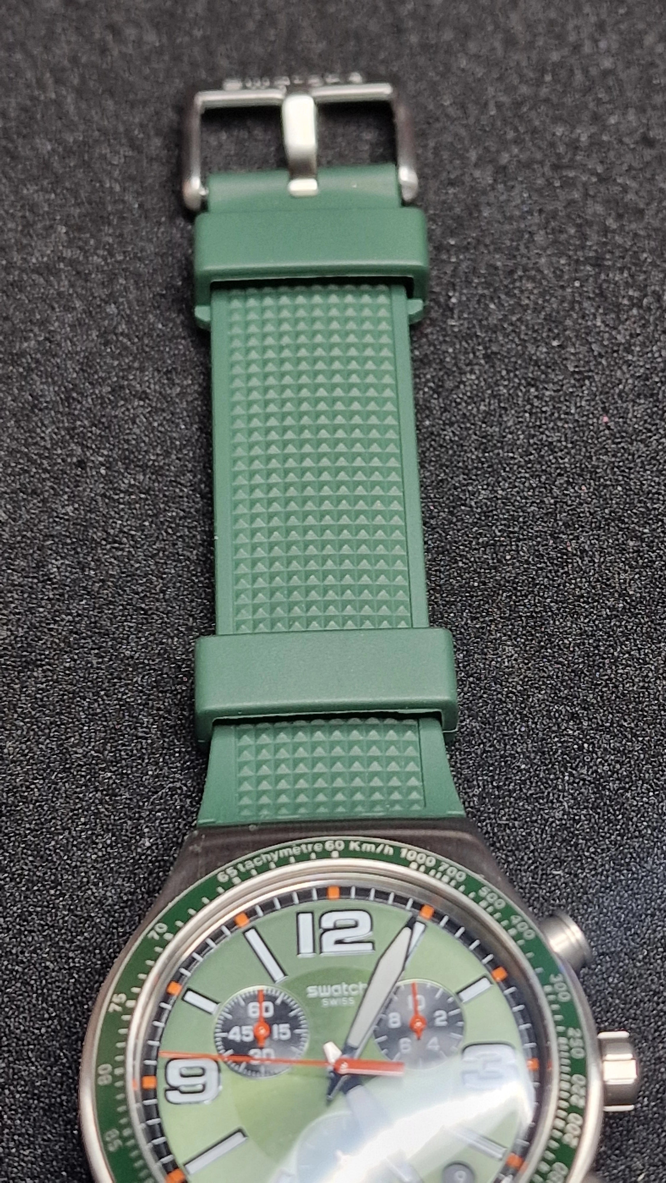 Swatch Irony Chrono YVS462 “Forest Grid” (AG2019) – Green/Orange – Swiss Made - 10