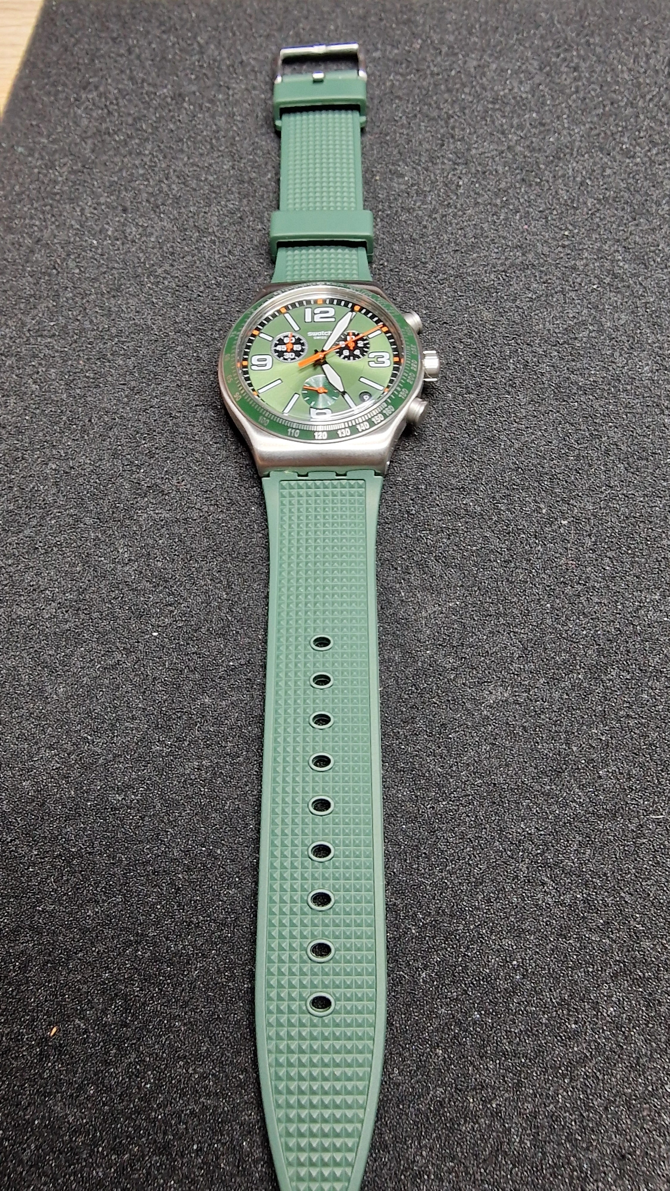 Swatch Irony Chrono YVS462 “Forest Grid” (AG2019) – Green/Orange – Swiss Made - 14