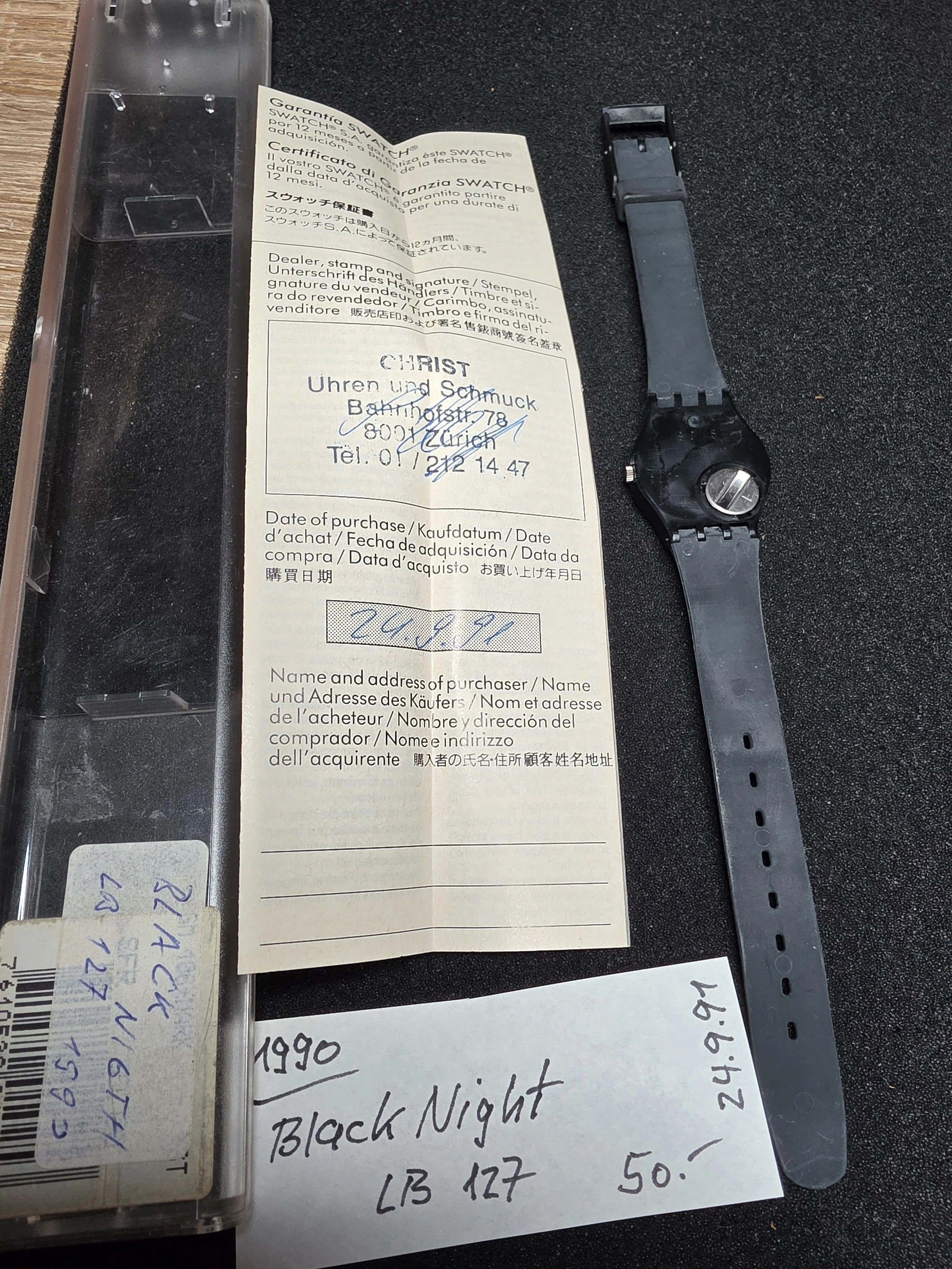 Swatch Lady Black Night LB127 – 1990 – NOS – Black Dial – view 3