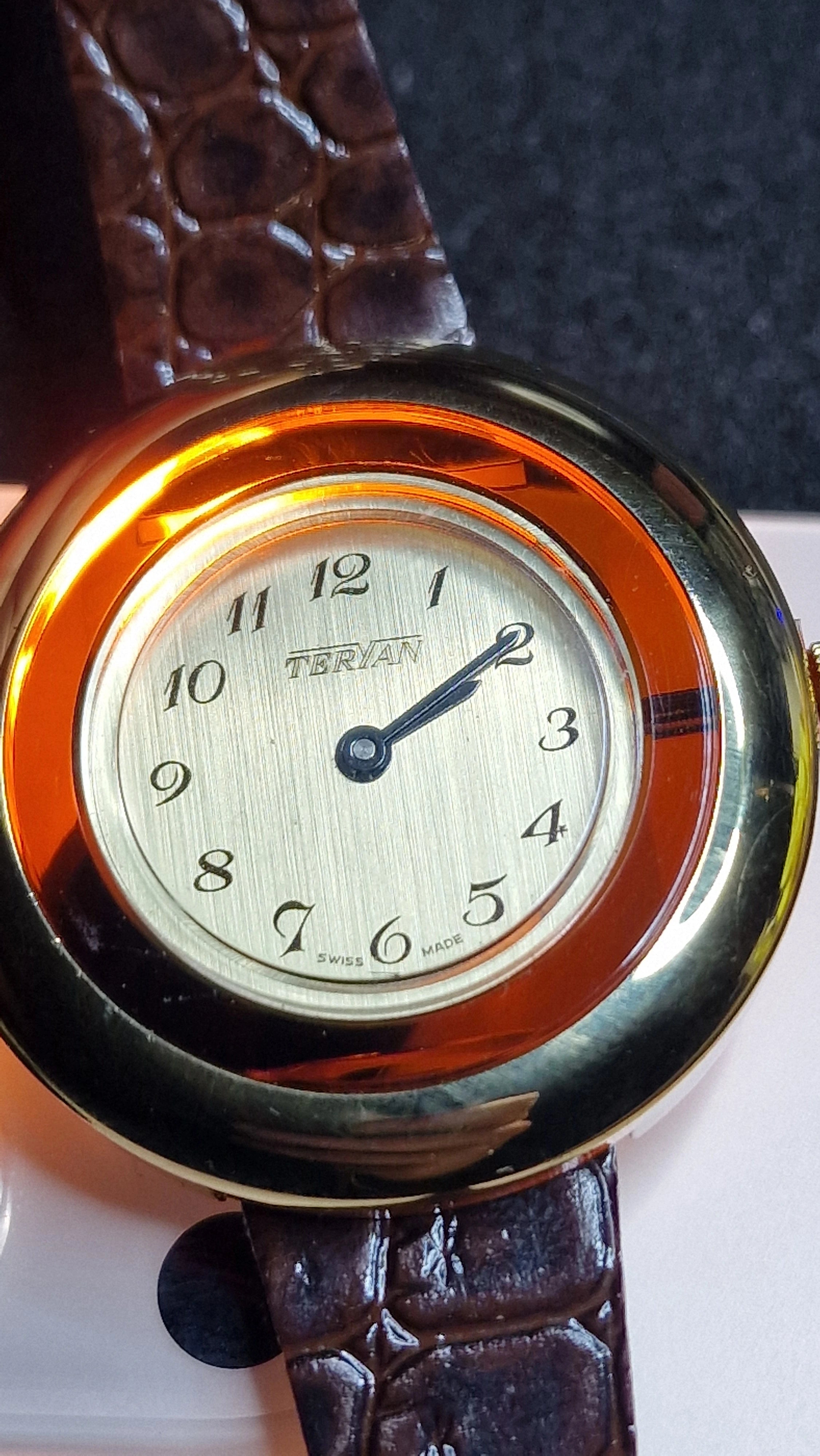 TERIAN – Swiss Made – NOS – ILONA LTD Acrylic Case – 1970s/80s – Mechanical 1