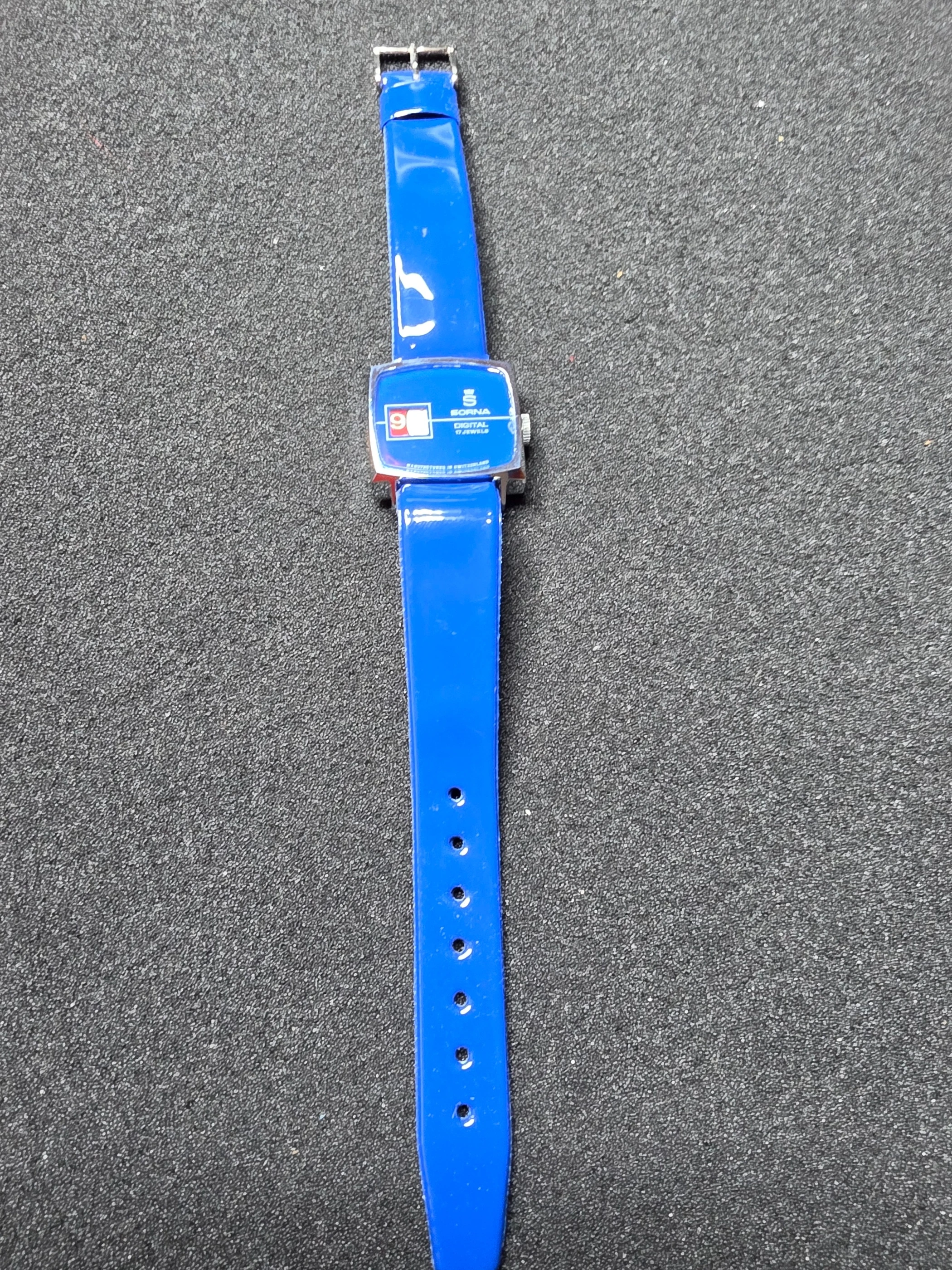 Unworn Vintage Digital Watch "SORNA" – 17 Jewels, Hand-Wound, Swiss Made, 60s 2