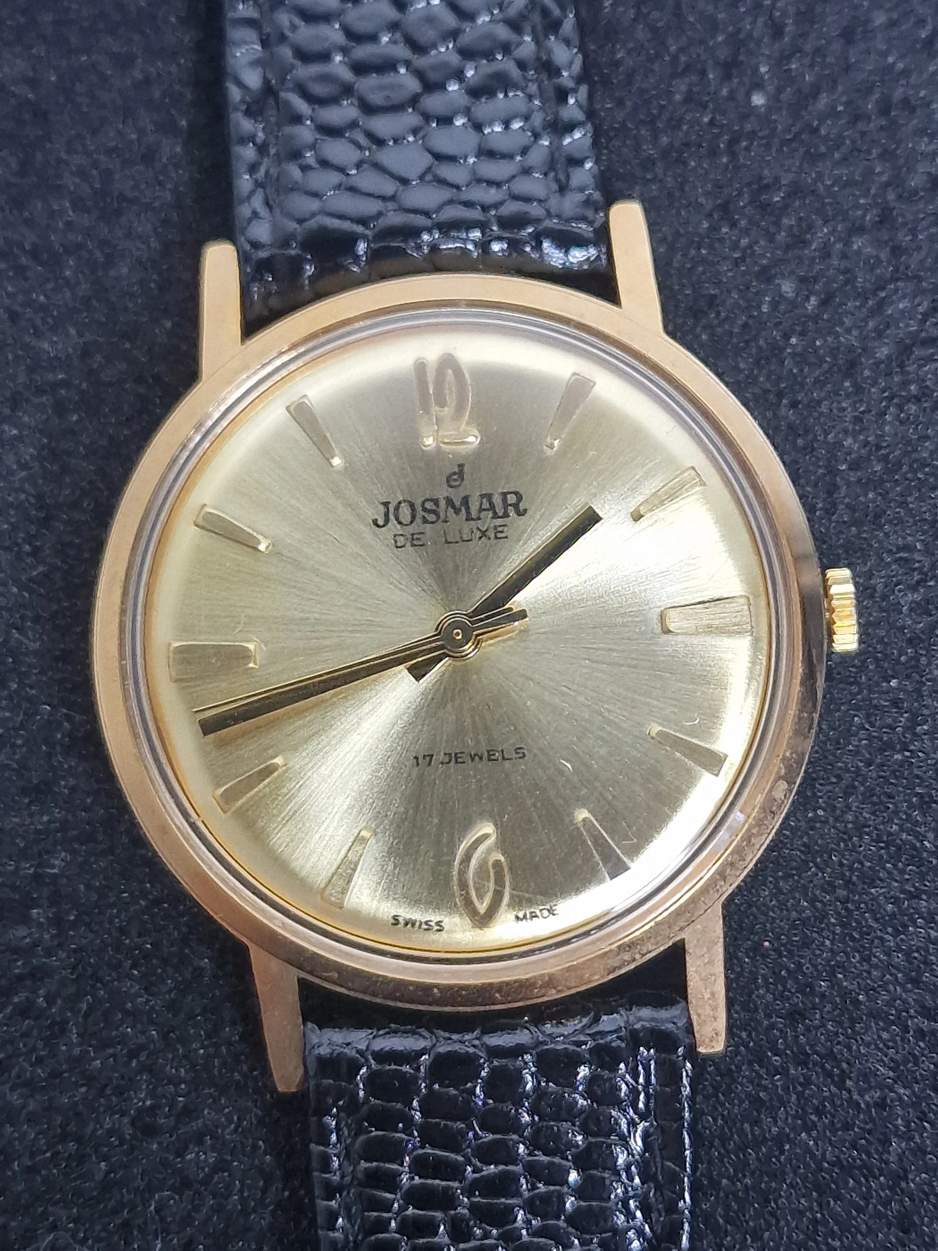 Unworn Vintage Josmar De Luxe Watch – Swiss Made – Hand-Wound – 50s/60s – Gold-Tone – NOS 2