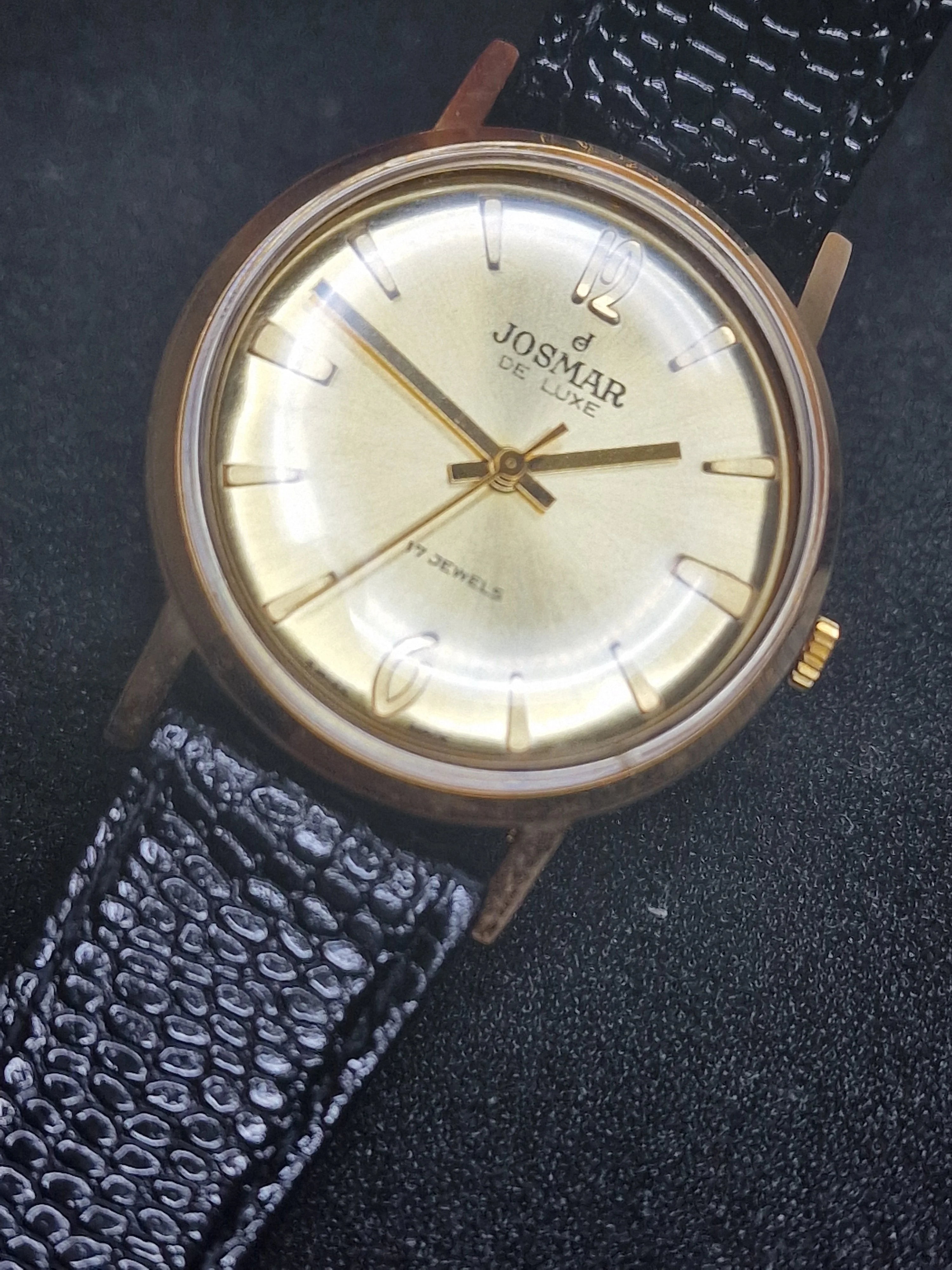 Unworn Vintage Josmar De Luxe Watch – Swiss Made – Hand-Wound – 50s/60s – Gold-Tone – NOS 12