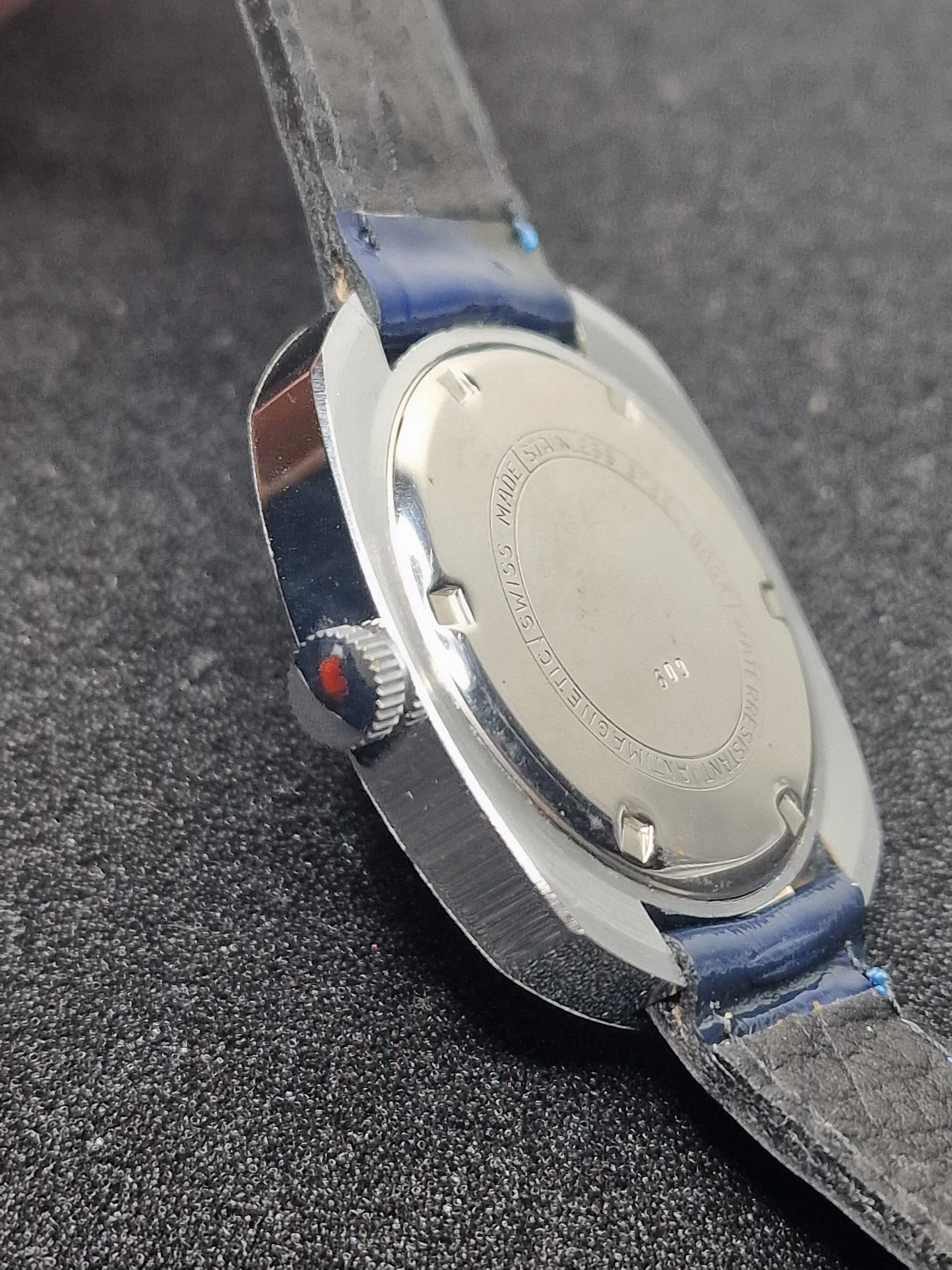 🕰️ Unworn Vintage Men’s Watch "F.H.B" – Swiss Made, Hand-Wound, 1960s/70s, Steel Case 7
