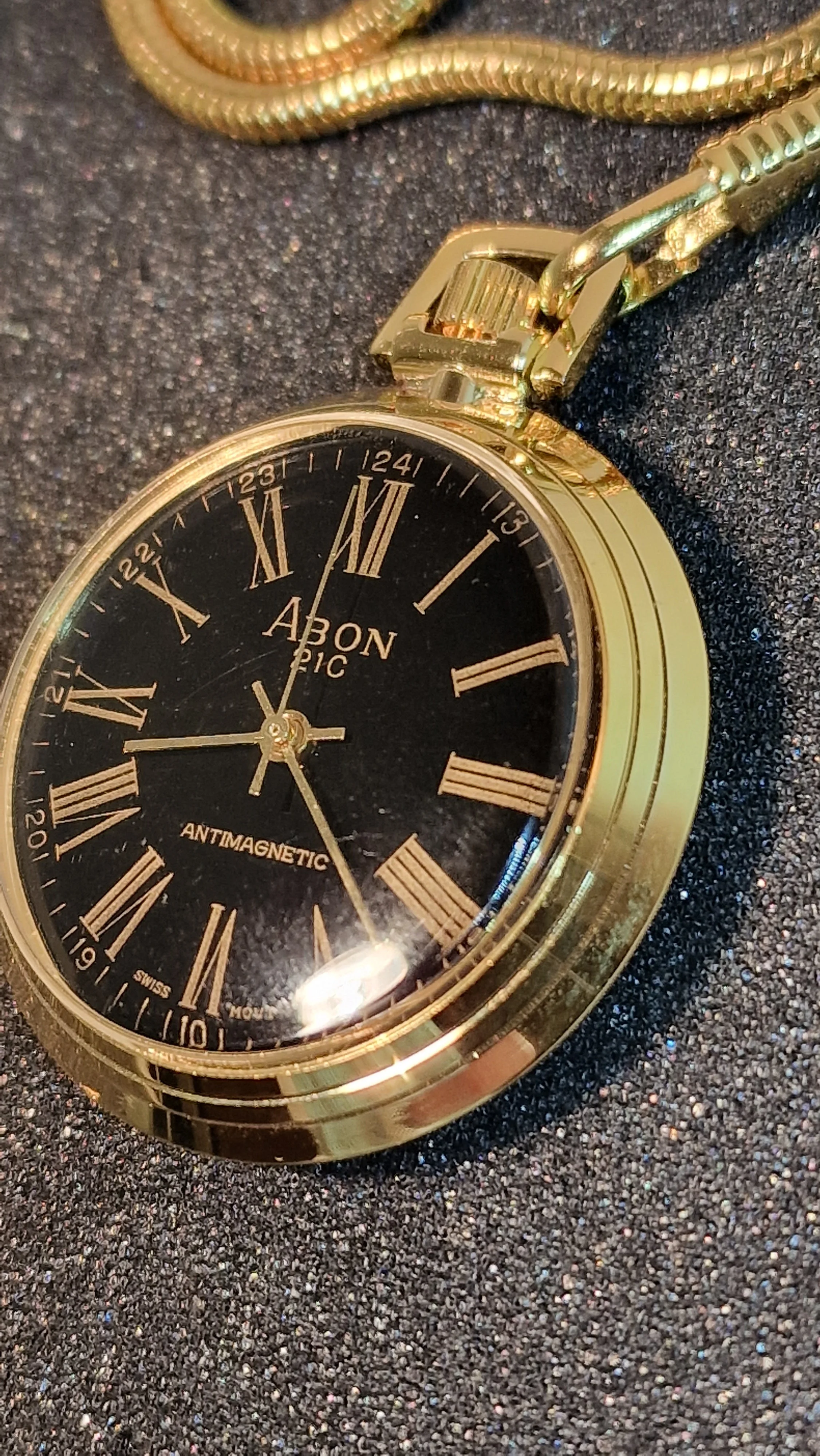 ⏱ Unworn Vintage Pocket Watch "ABON 21C" – Swiss Movement, Hand-Wound, 42mm, NOS + Chain 2