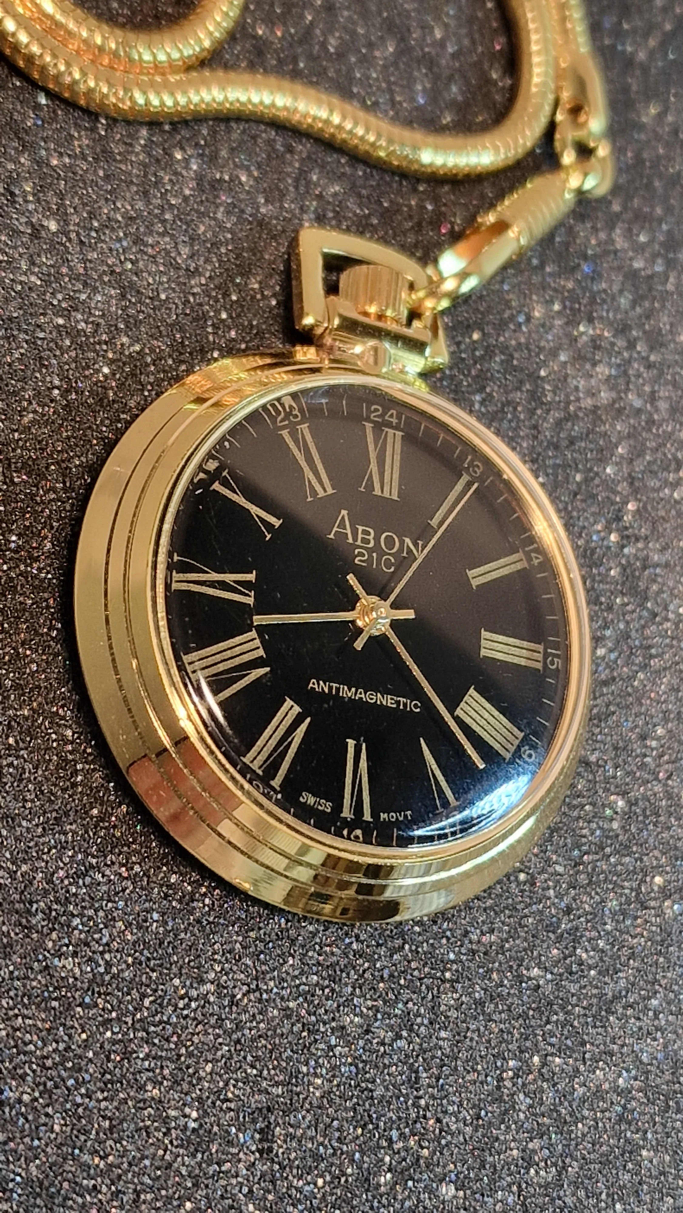 ⏱ Unworn Vintage Pocket Watch "ABON 21C" – Swiss Movement, Hand-Wound, 42mm, NOS + Chain 3