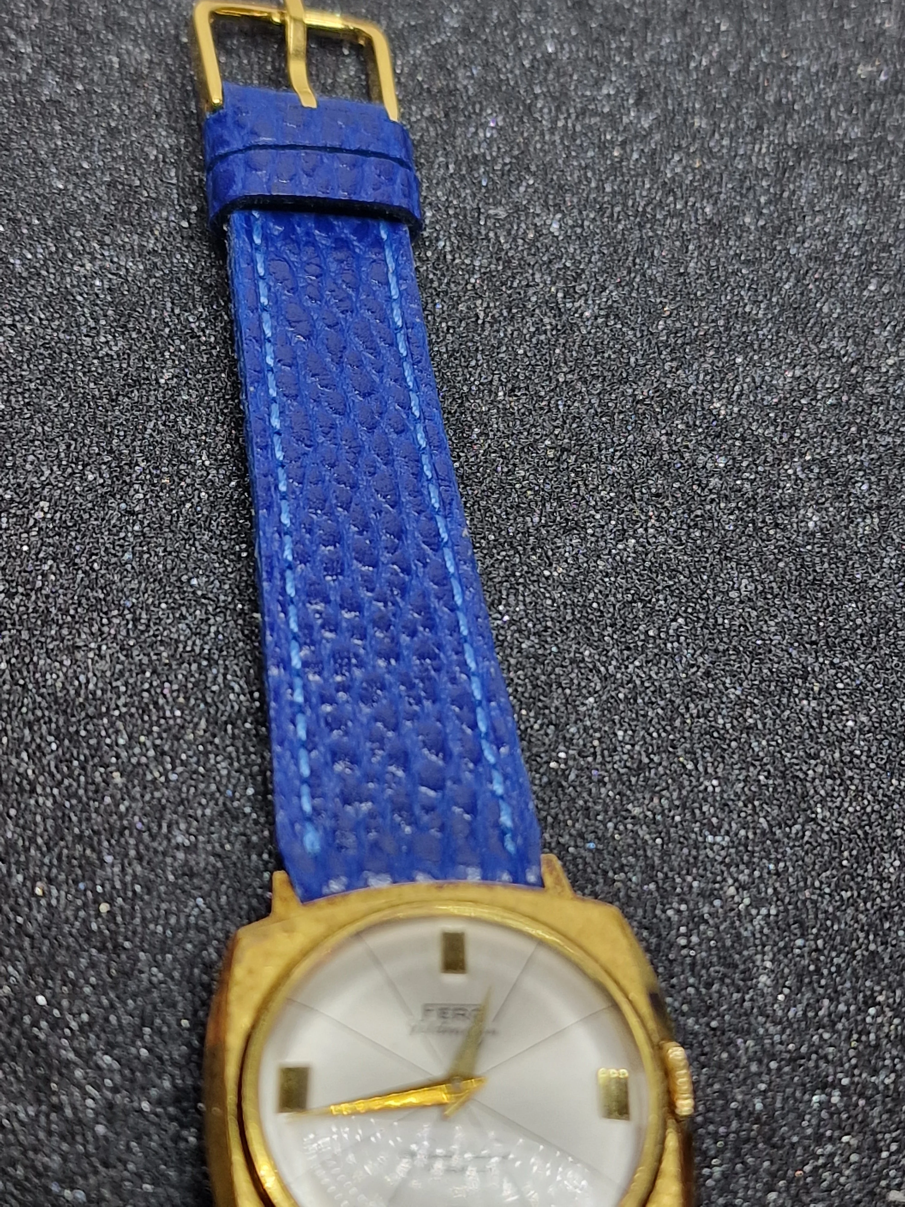 Unworn Vintage Watch "Fero-Feldmann" – Swiss Made, Hand-Wound, 60s/70s, Blue Strap 8