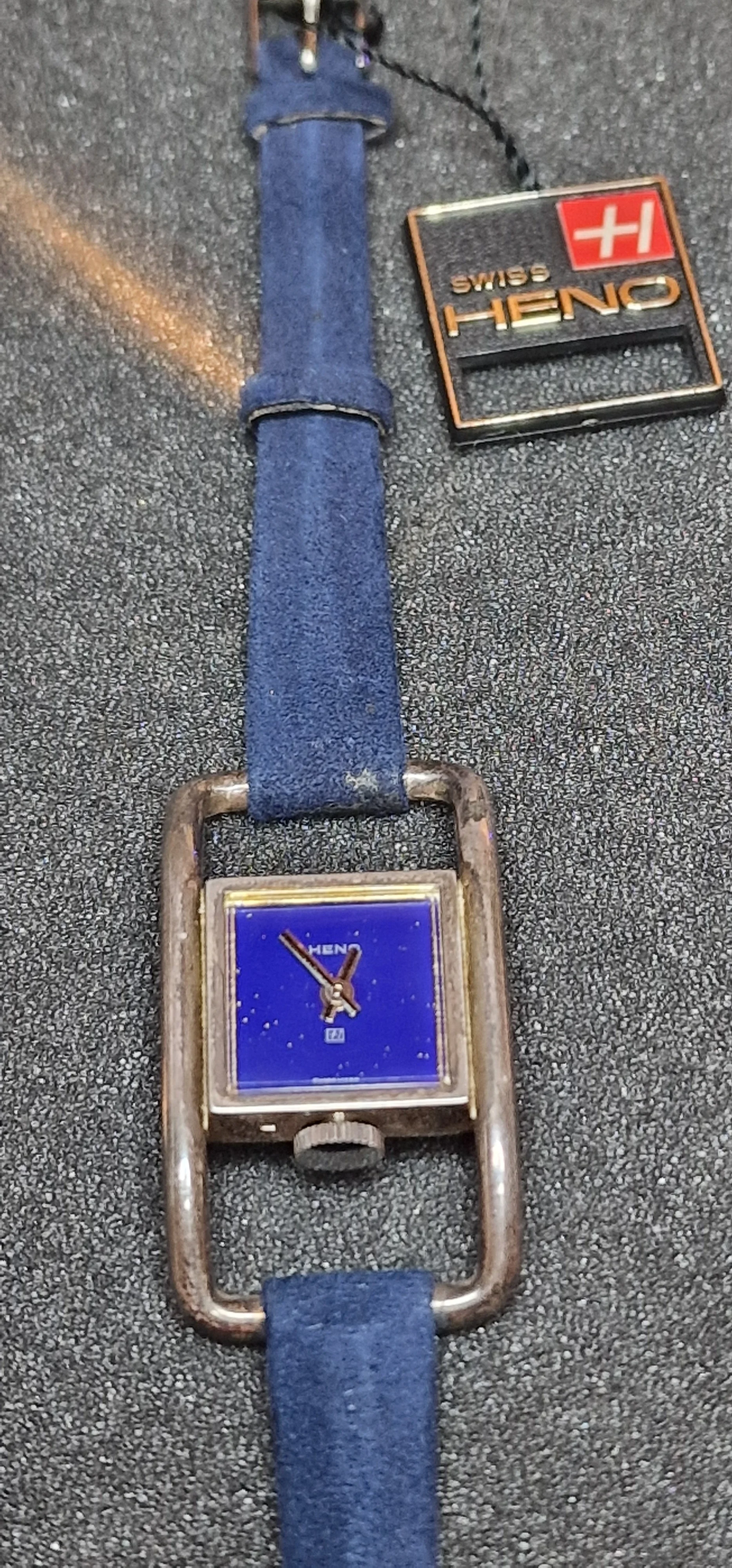 Unworn Vintage Watch "Heno" – 0.800 Sterling Silver Case & Bracelet, Hand-Wound, 24mm 9