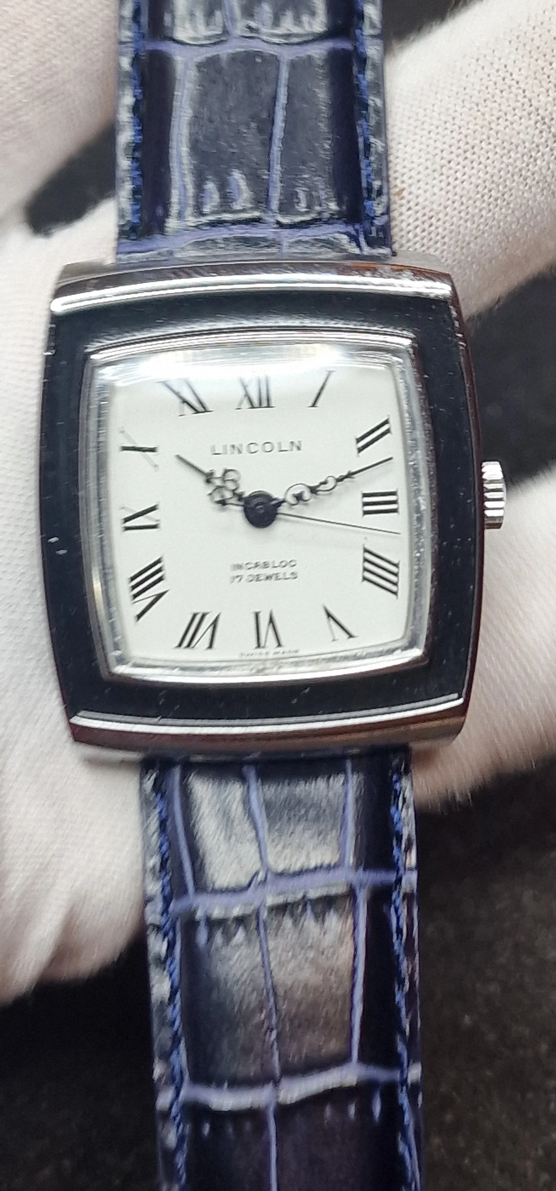 Unworn Vintage Watch "Lincoln" – 17 Jewels, Hand-Wound, Steel Case, 32mm, Old Stock