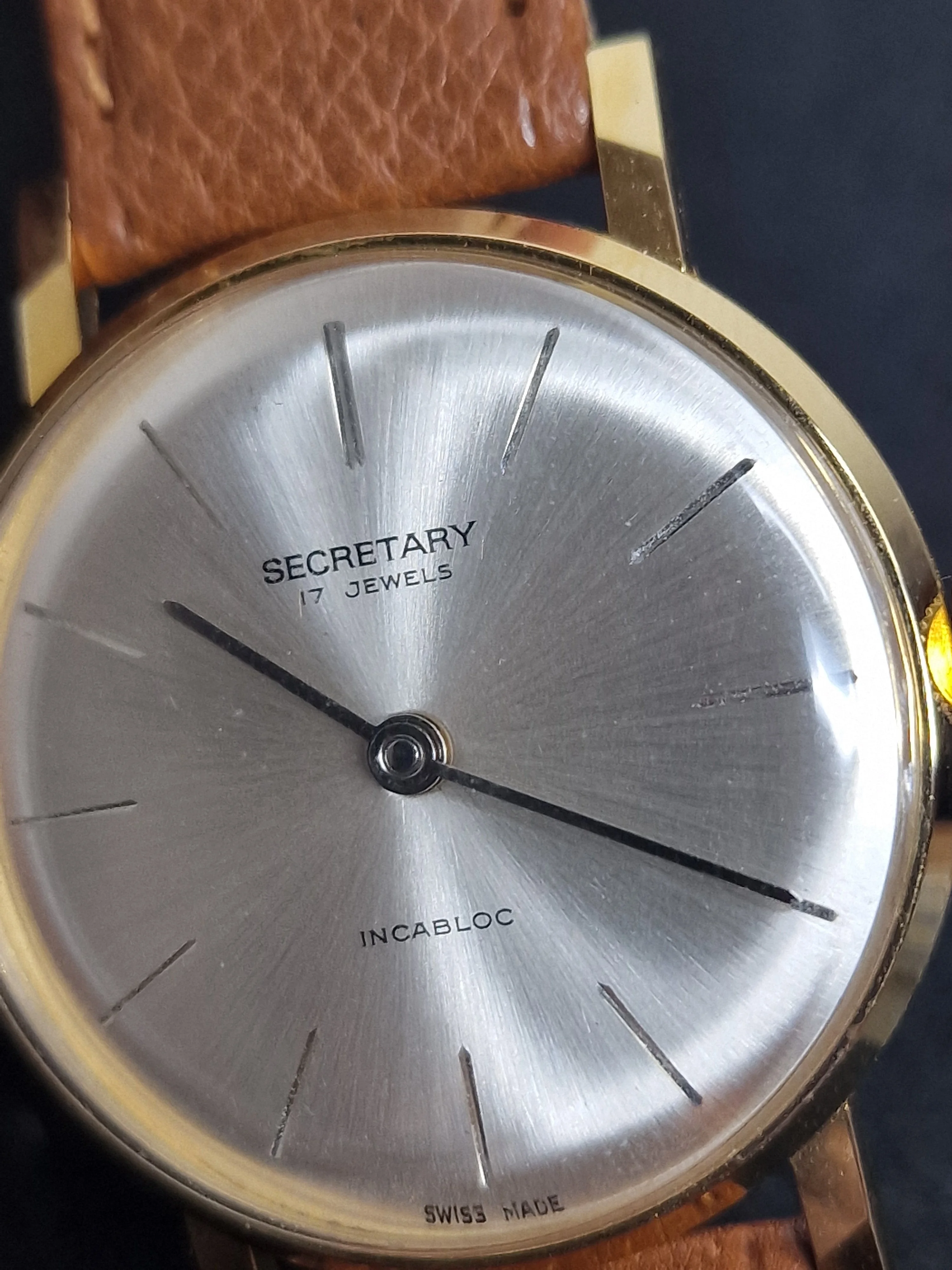 ⌚ Unworn Vintage Watch "SECRETARY" – Swiss Made | Hand-Wound | 50s/60s | Gold-Tone | NOS 6