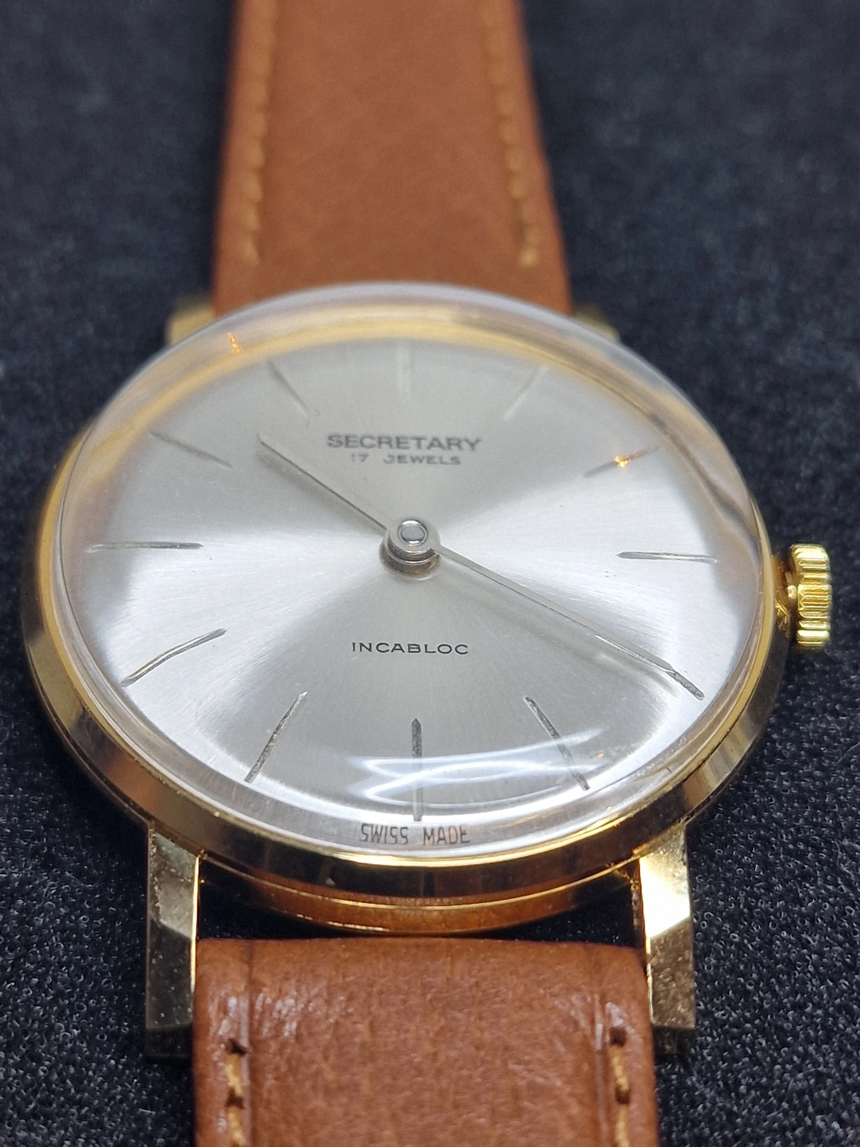 ⌚ Unworn Vintage Watch "SECRETARY" – Swiss Made | Hand-Wound | 50s/60s | Gold-Tone | NOS 13