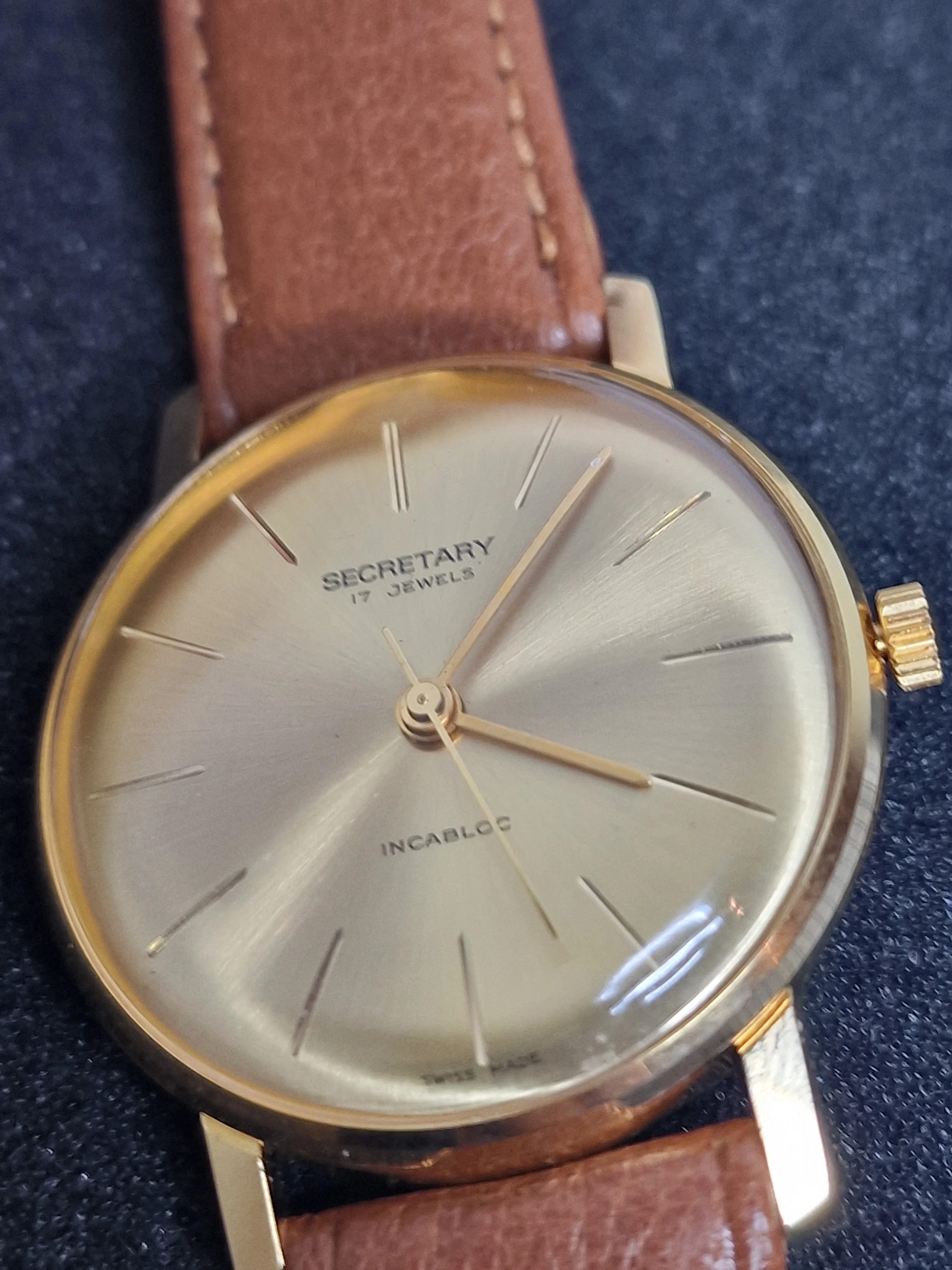 Unworn Vintage Watch "SECRETARY" – Swiss Made – Hand-Wound – 50s/60s – Gold-Tone – NOS 6