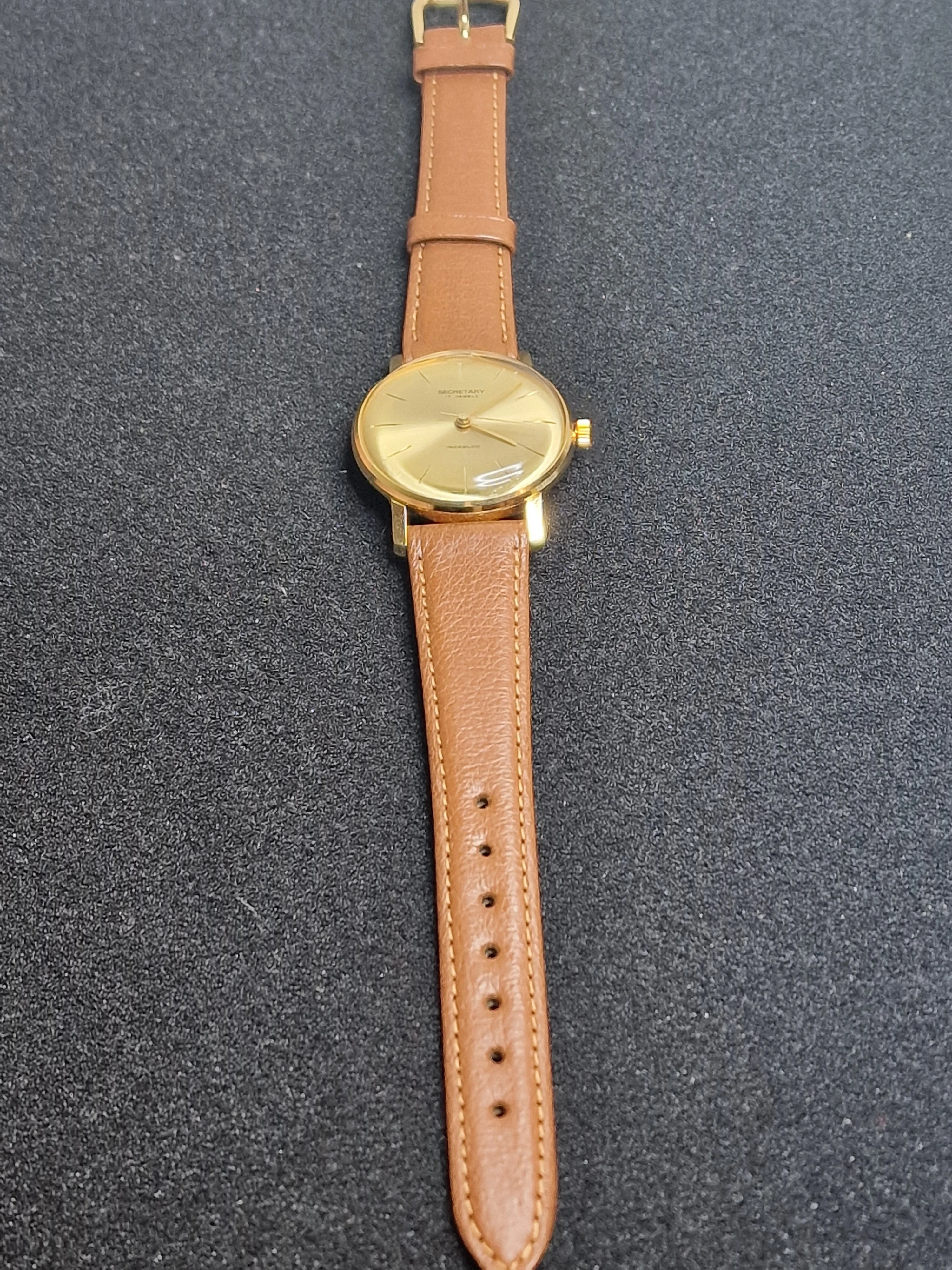 Unworn Vintage Watch "SECRETARY" – Swiss Made – Hand-Wound – 50s/60s – Gold-Tone – NOS 11