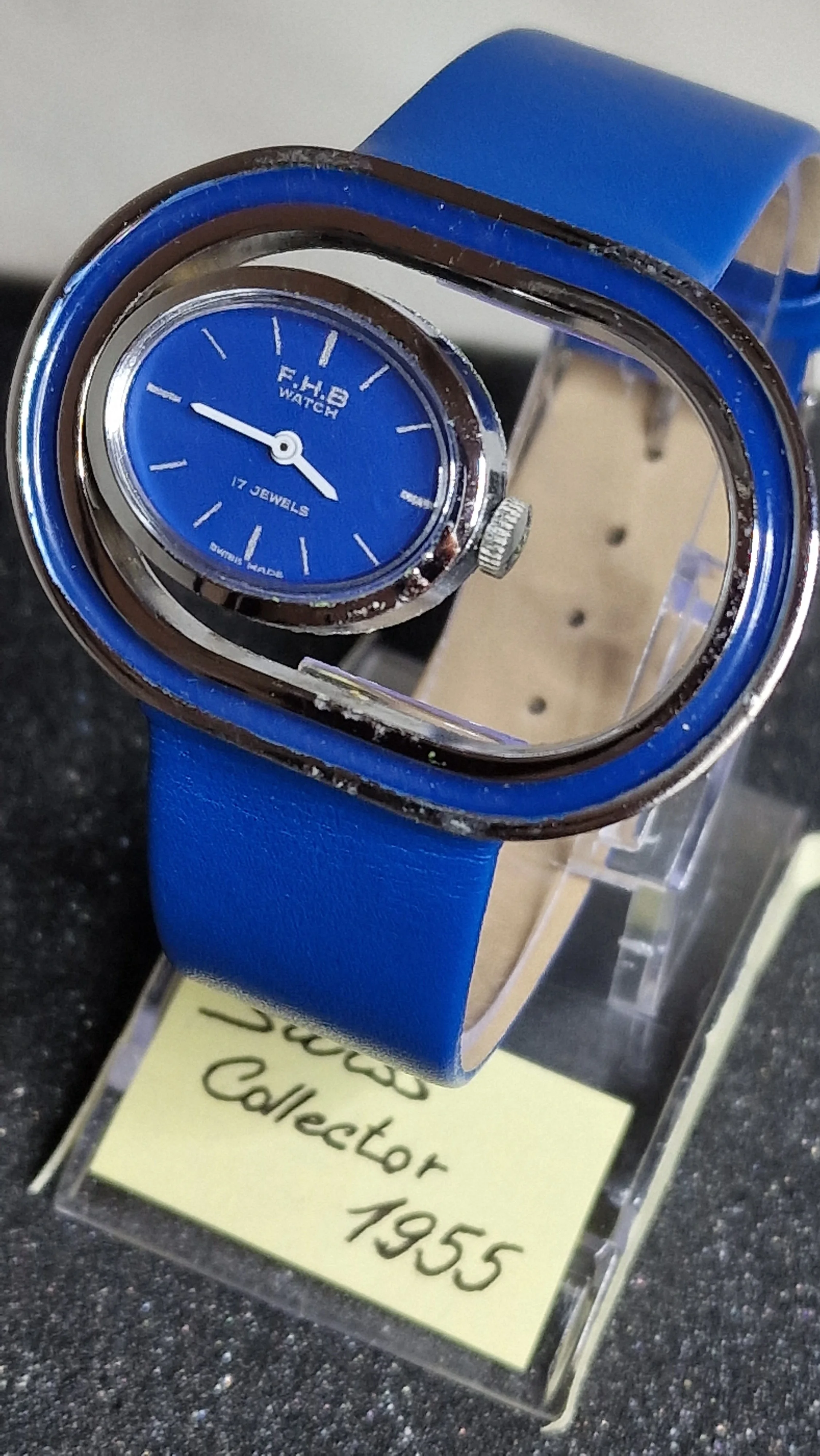 Unworn Vintage Women’s Watch – Hand-Wound, Late 1960s, Swiss Made, Blue Strap 7