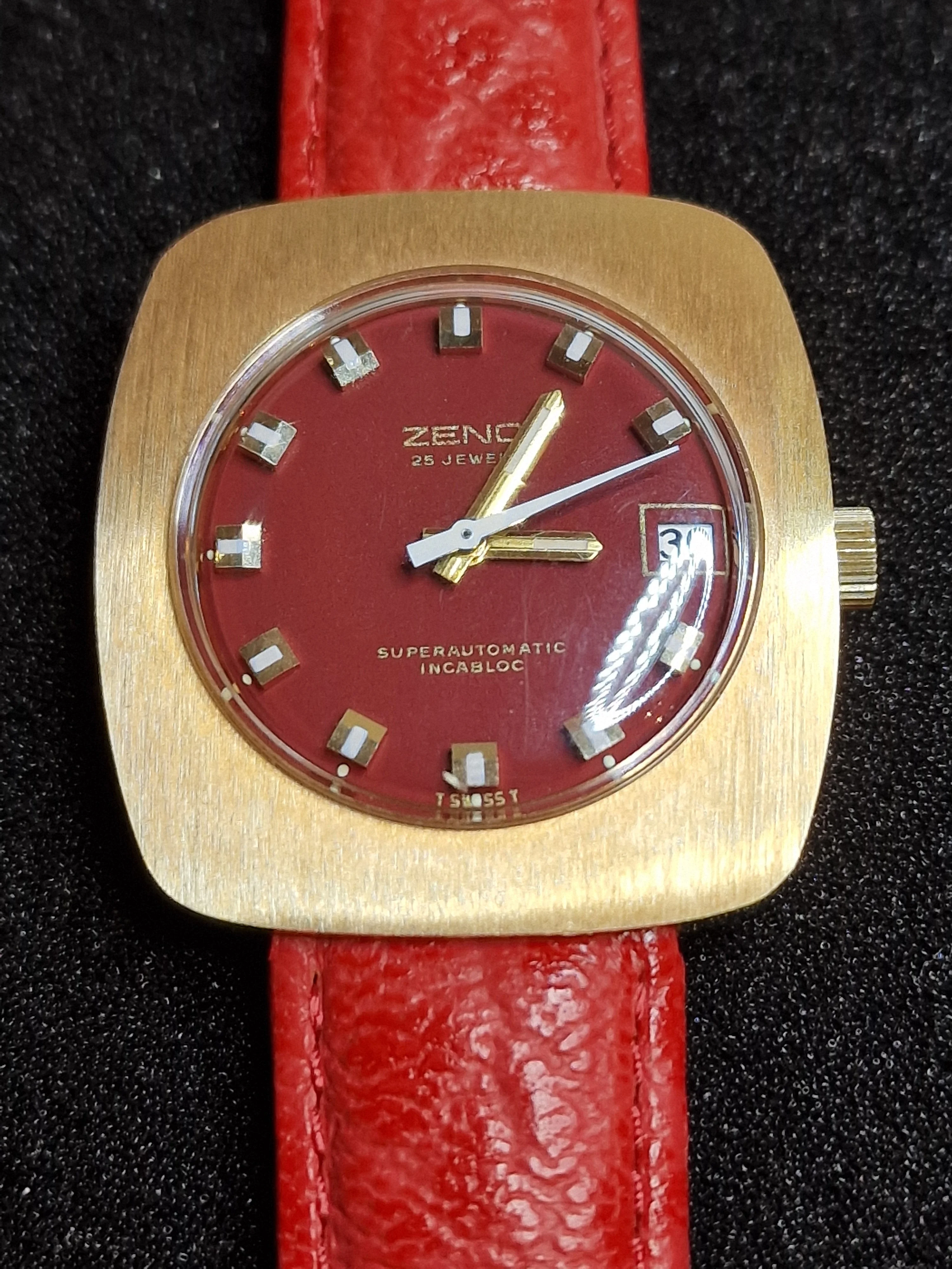 Unworn Vintage ZENO Automatic Watch – Swiss Made, 1960s, Gold-Tone Case, Rare Find 9